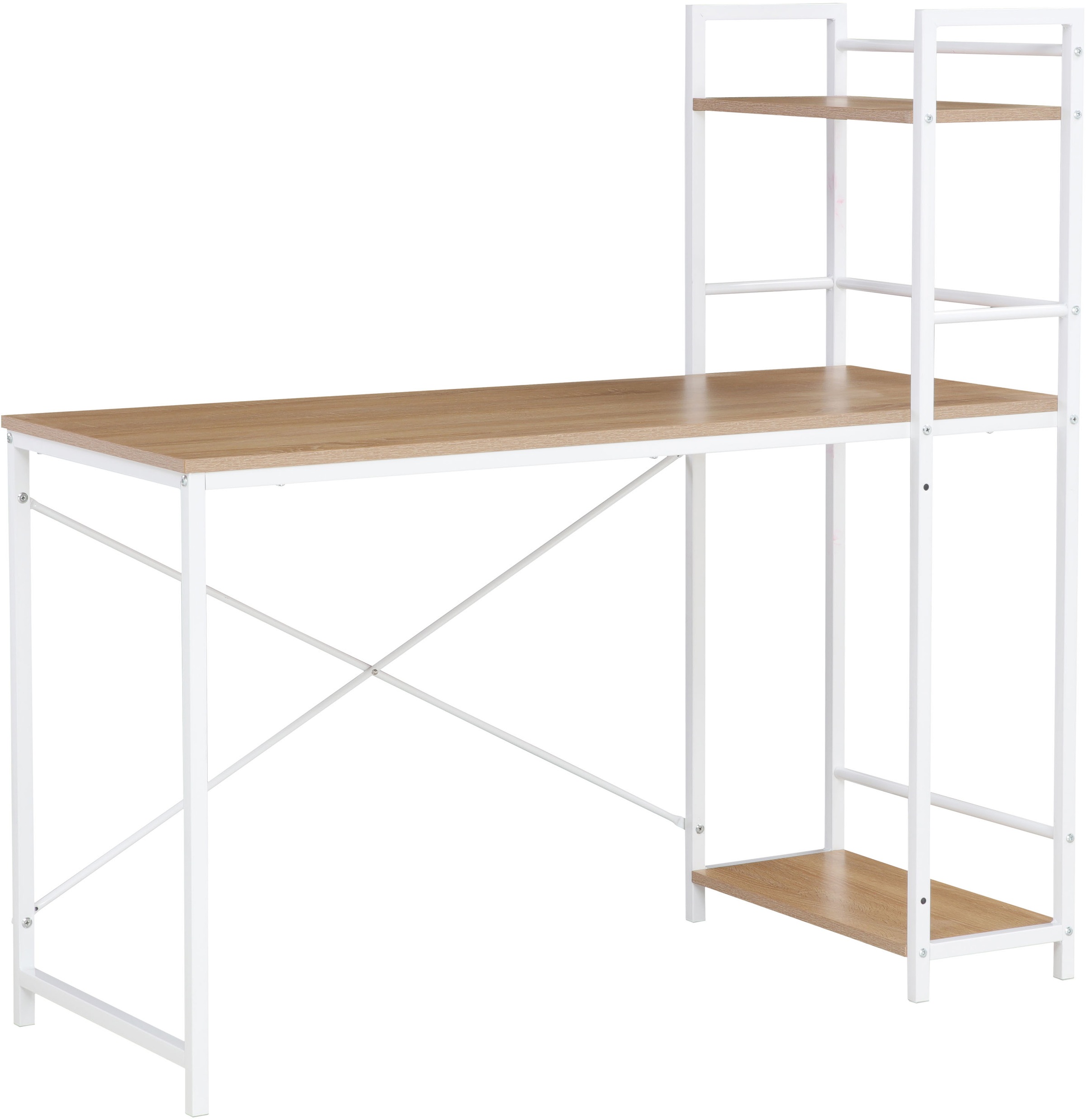 INOSIGN Regal-Schreibtisch »Lonas, Computertisch, Nähtisch mit Metallgestell,«, Regal links/rechts montierbar, Breite 120 cm, Arbeitshöhe 72,5 cm
