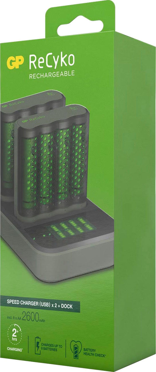 GP Batteries Akku-Ladestation »ReCyko 2x Akku Schnellladegerät mit je 4 AA  Akkus 2600 mAh NiMH« online kaufen bei OTTO