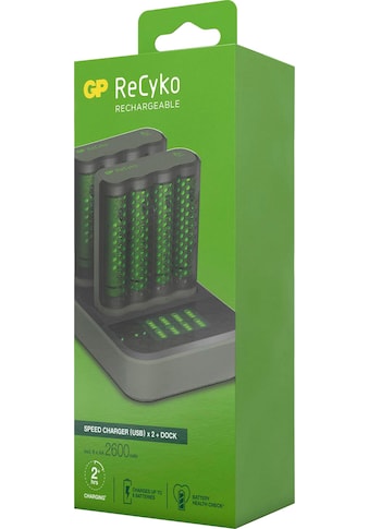 GP Batteries Akku-Ladestation »ReCyko 2x Akku Schnellladegerät mit je 4 AA Akkus 2600...
