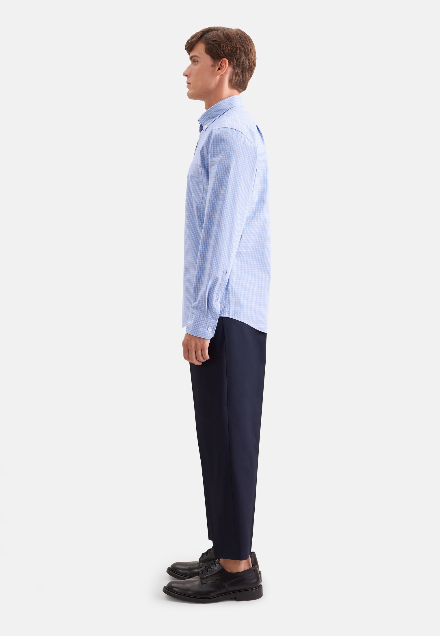 seidensticker Businesshemd Regular 1/1 Button-Down-Kragen Karo