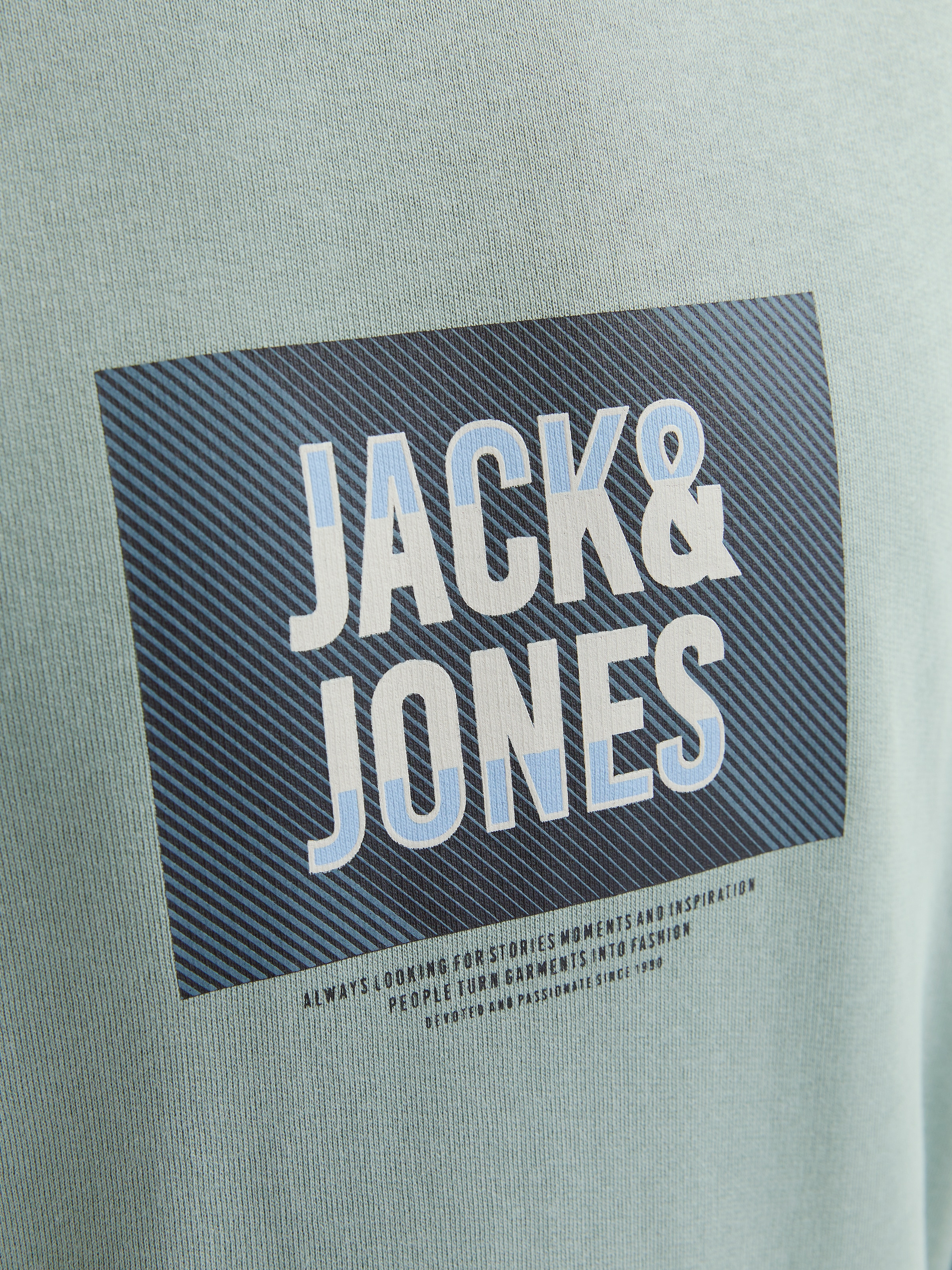 Jack & Jones Sweatshirt »JJHUDSON – Sweatshirt mit Print, Rundhals und Kapuze«, Print, modisch, regular fit, angeraute Sweatware, Rundhals