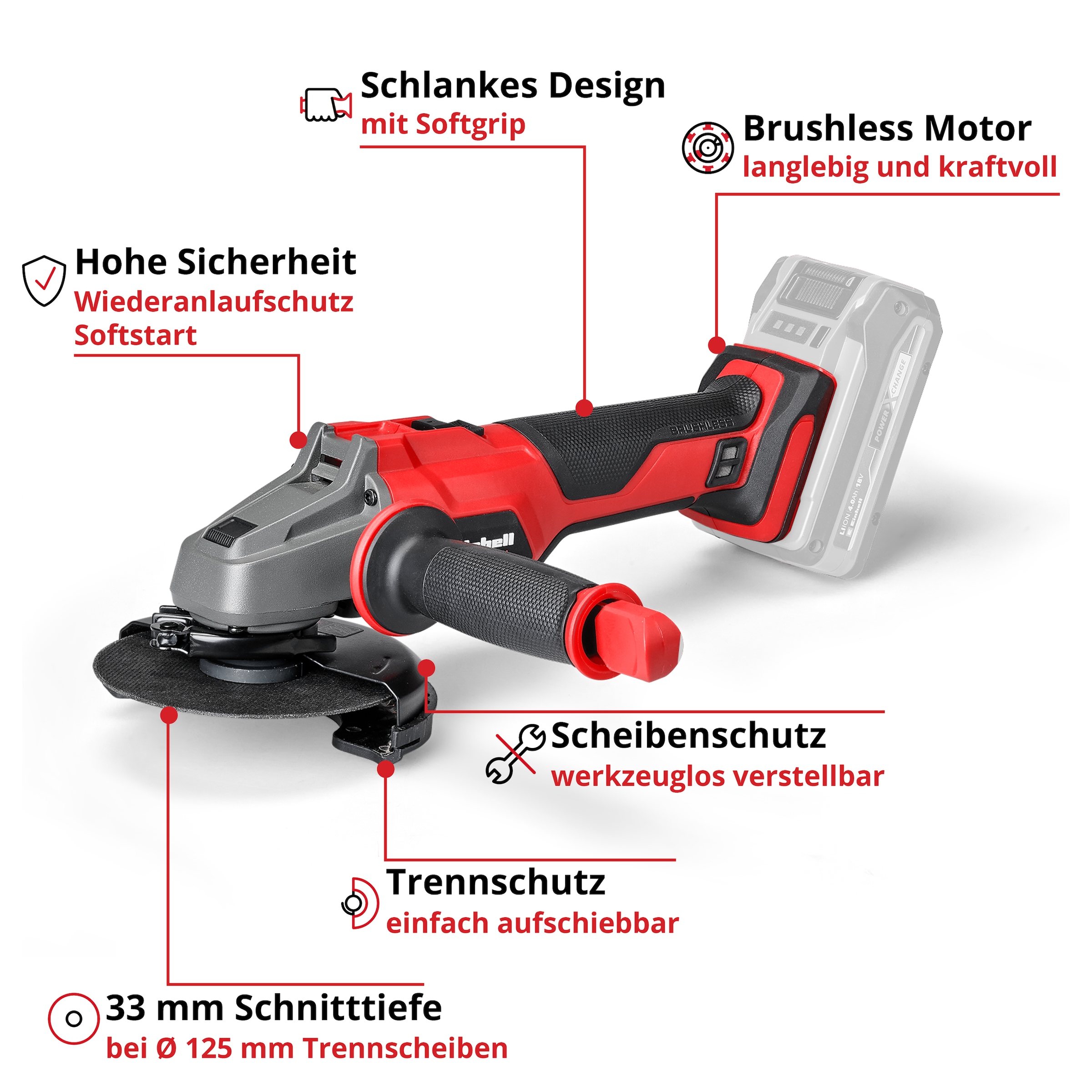 Einhell Akku-Winkelschleifer »AXXIO 18/125«