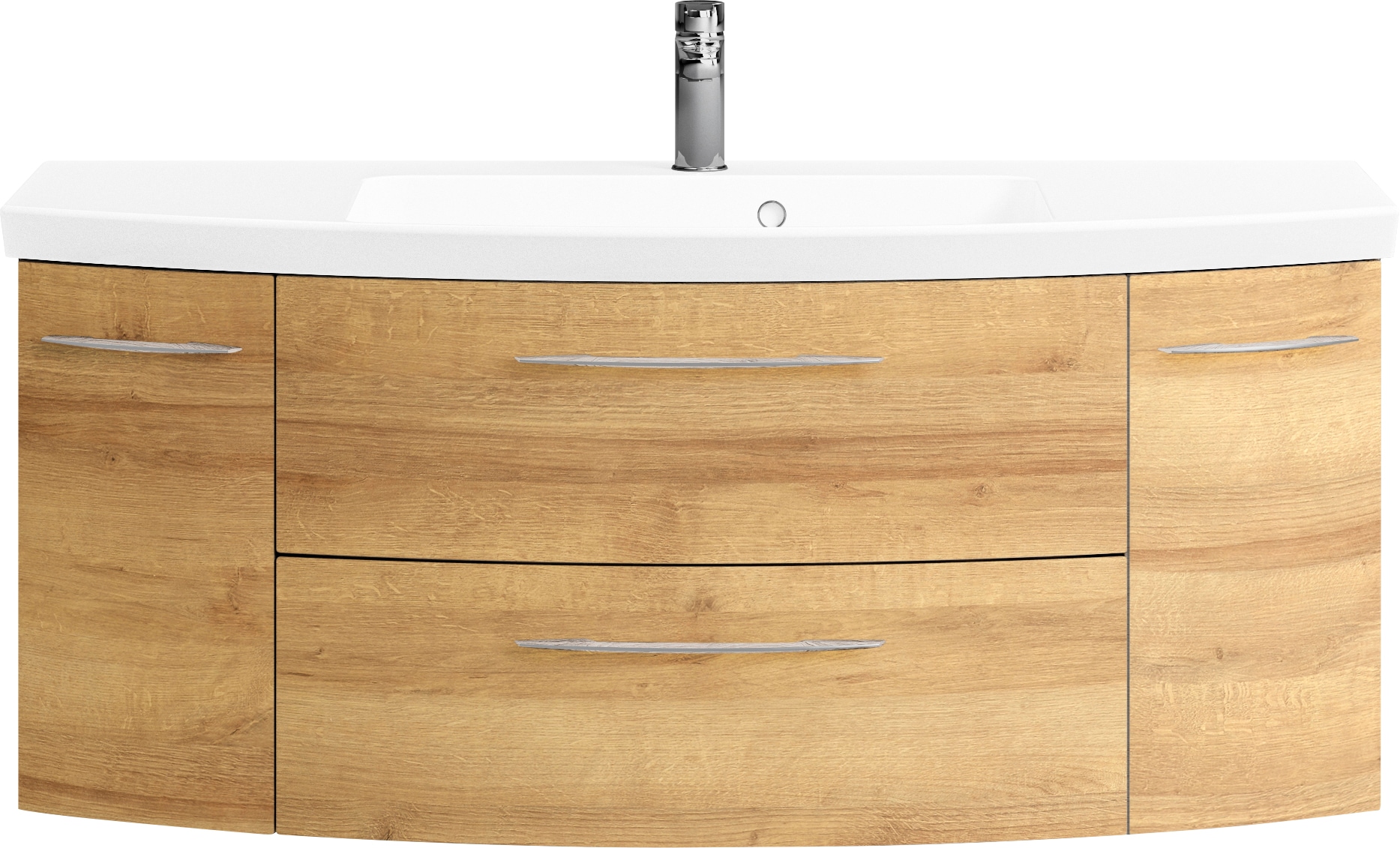 Saphir Badmöbel-Set »Cassca Sprint 4-teilig Mineralmarmor-Waschtisch mit LED-Spiegelschrank« 5 Stk. tlg.
