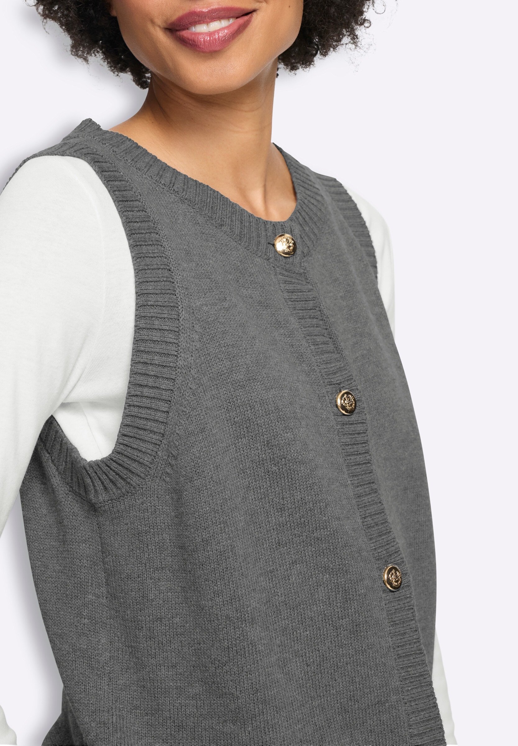 heine Strickweste »Strickweste Strickweste mit Schmuckknöpfen«