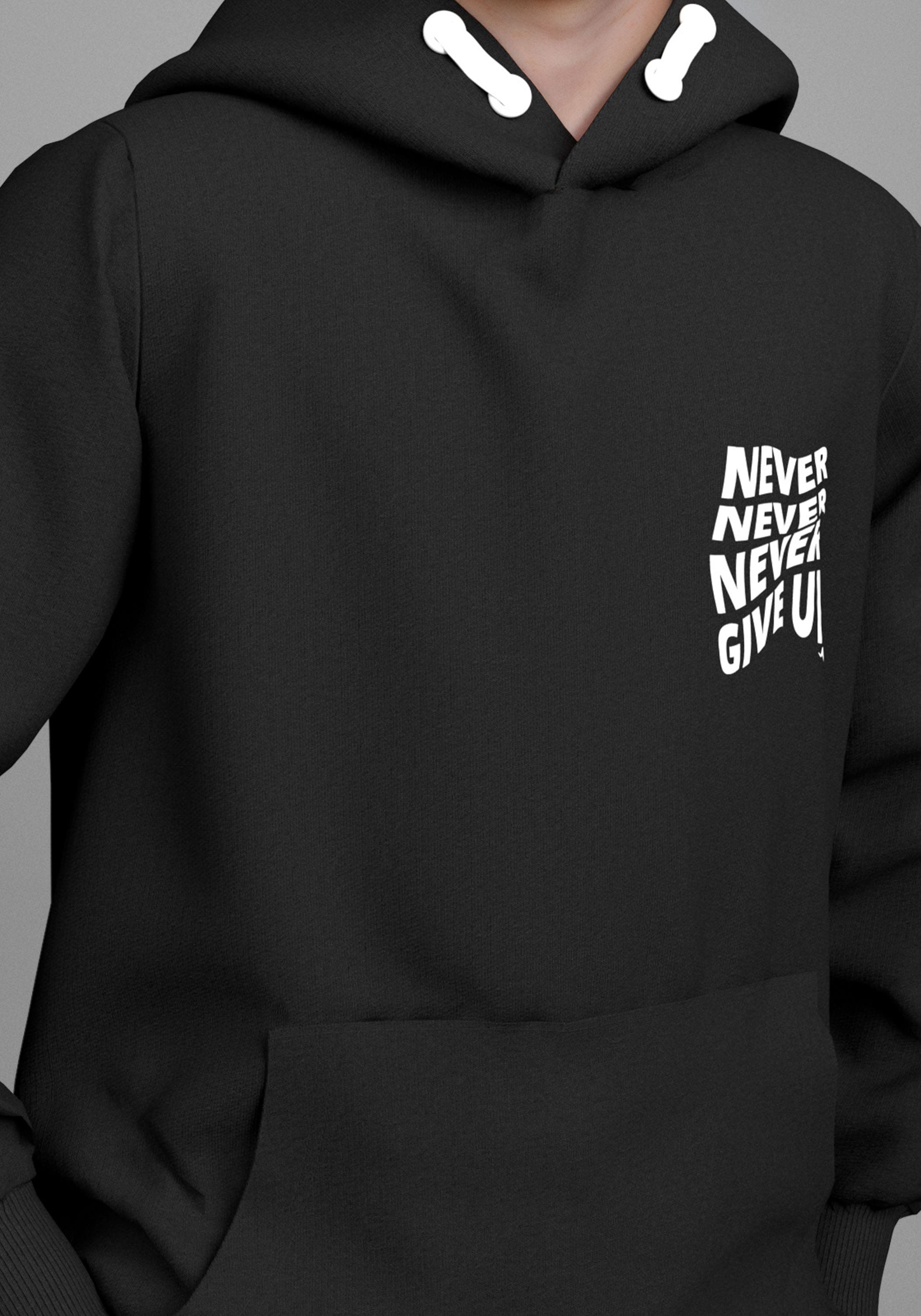 KangaROOS Kapuzensweatshirt »Spruch: NEVER GIVE UP«, Sweatshirt mit großem Rückendruck