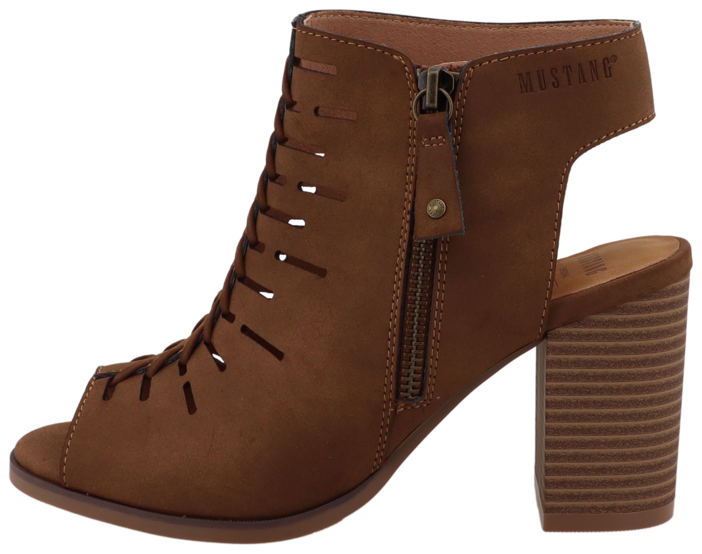 Mustang Shoes Schaftsandalette »Louise«  Blockabsatz, Sommerschuh mit modischen Cut-Outs