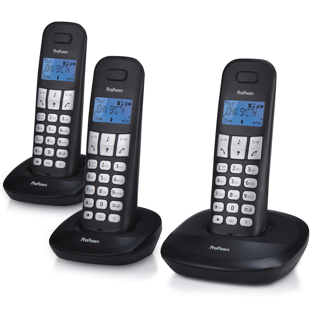 Profoon Schnurloses DECT-Telefon »DECT-Telefon Set mit 3 Mobilteilen und Ladeschale«, (Mobilteile: 3)
