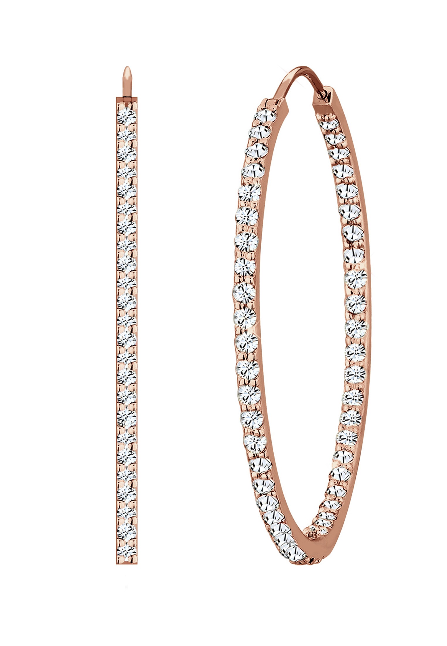 Elli Premium Paar Creolen »Ohrringe Creolen Weiß 925 Sterling Silber, mit Kristallen von Swarovski®«