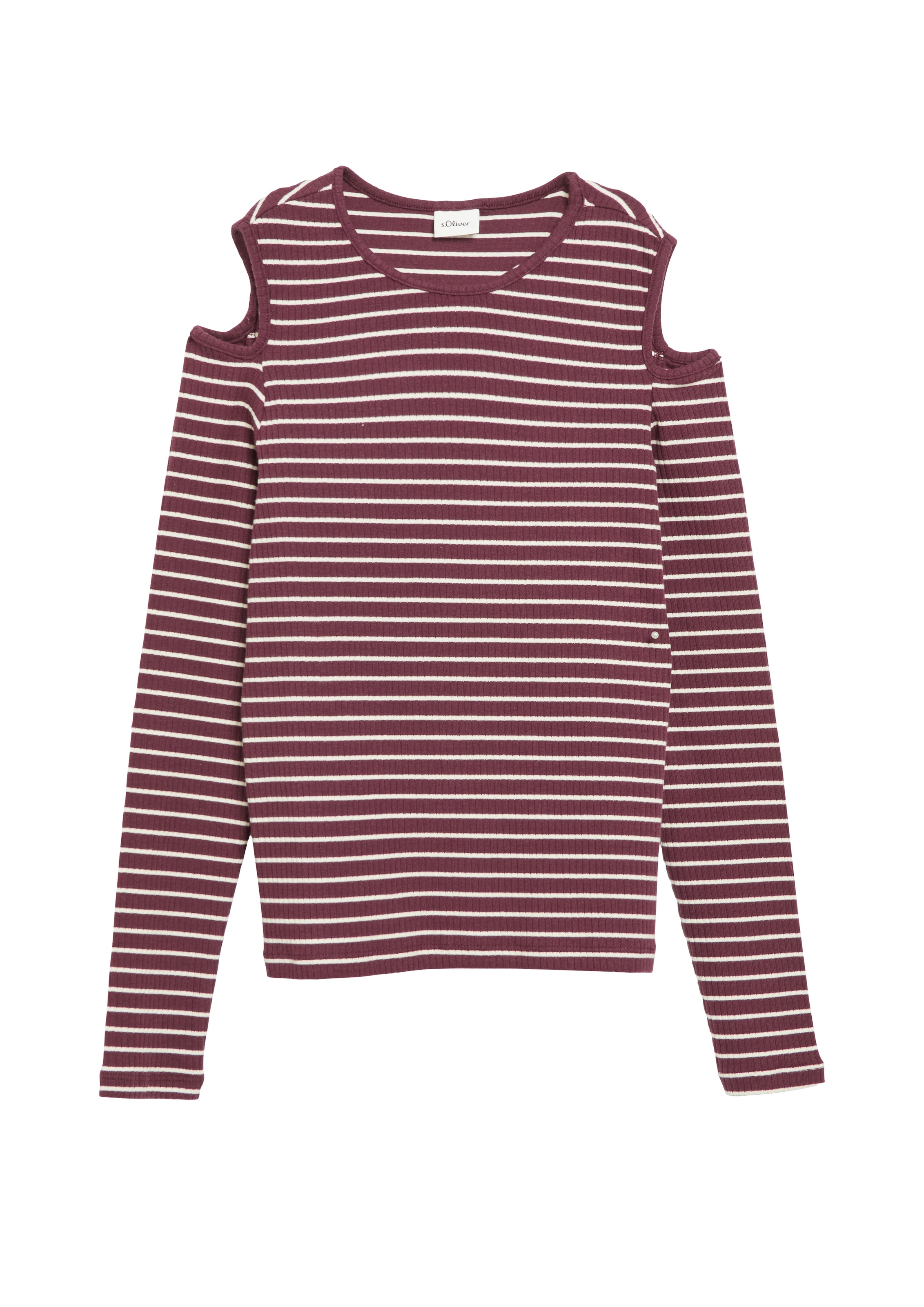 s.Oliver Junior Langarmshirt in Streifen-Optik / Cut-Outs an der Schulter / für Girls