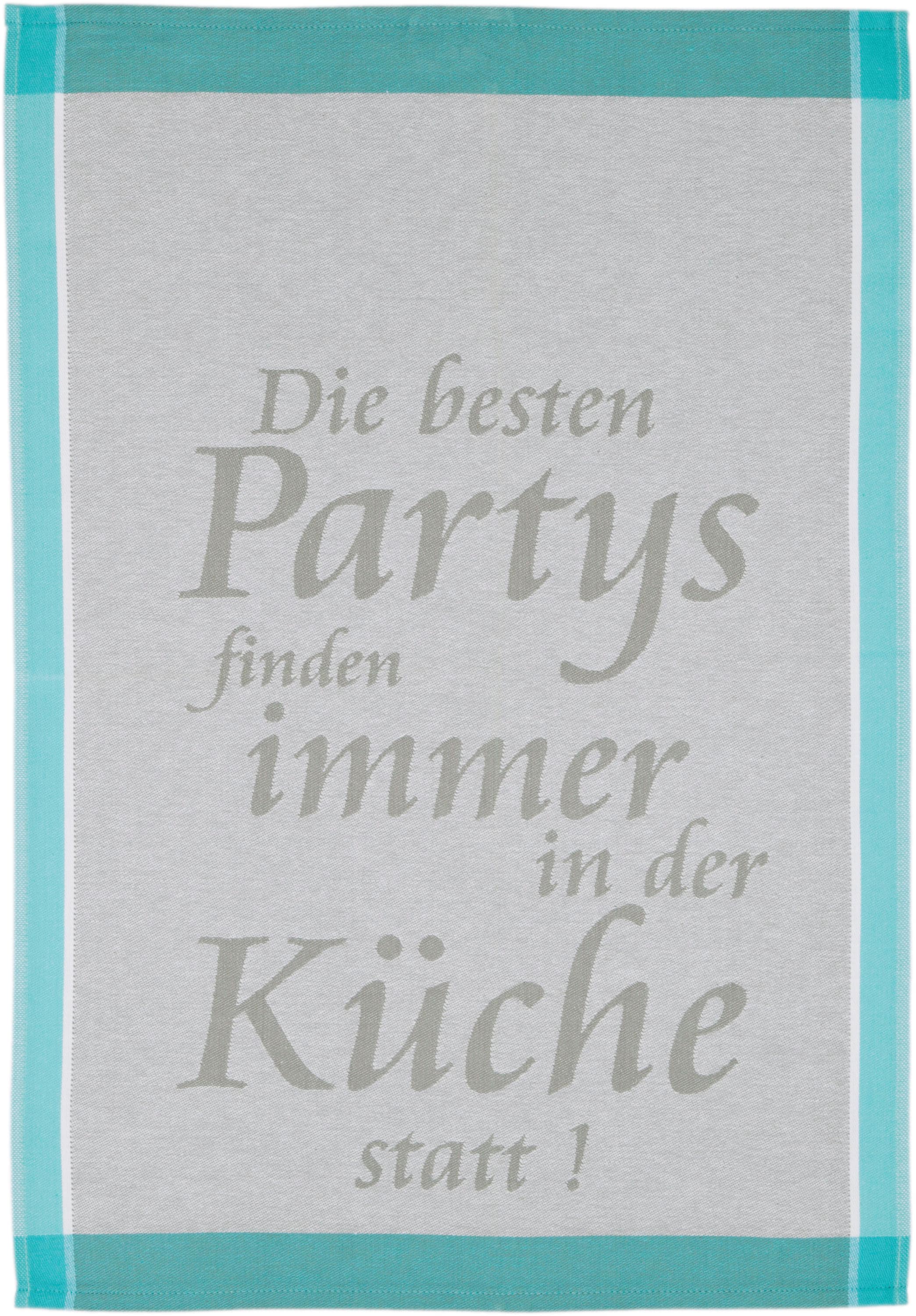 ROSS Geschirrtuch »Die Besten Partys finden immer in der Küche statt«, (Set, 3 tlg.), Sprüchetuch, aus 100% Baumwolle
