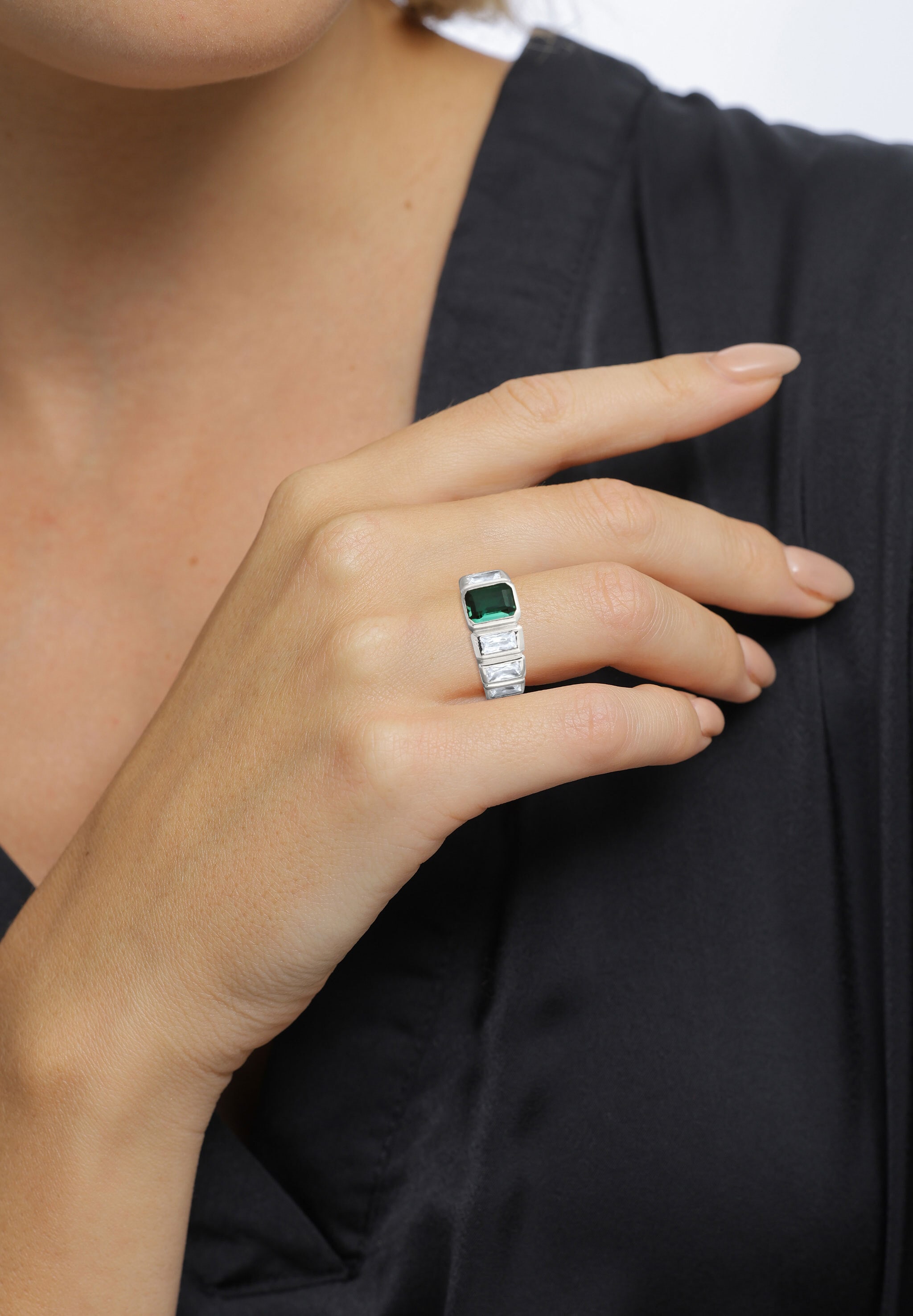 Elli Premium Silberring »Ring Rechteck Quarz Grün 925 Sterling Silber«