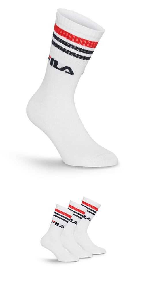 Fila Socken 3 Paar,  breites Rippenbündchen, Logoschriftzug, Cotton-Mix