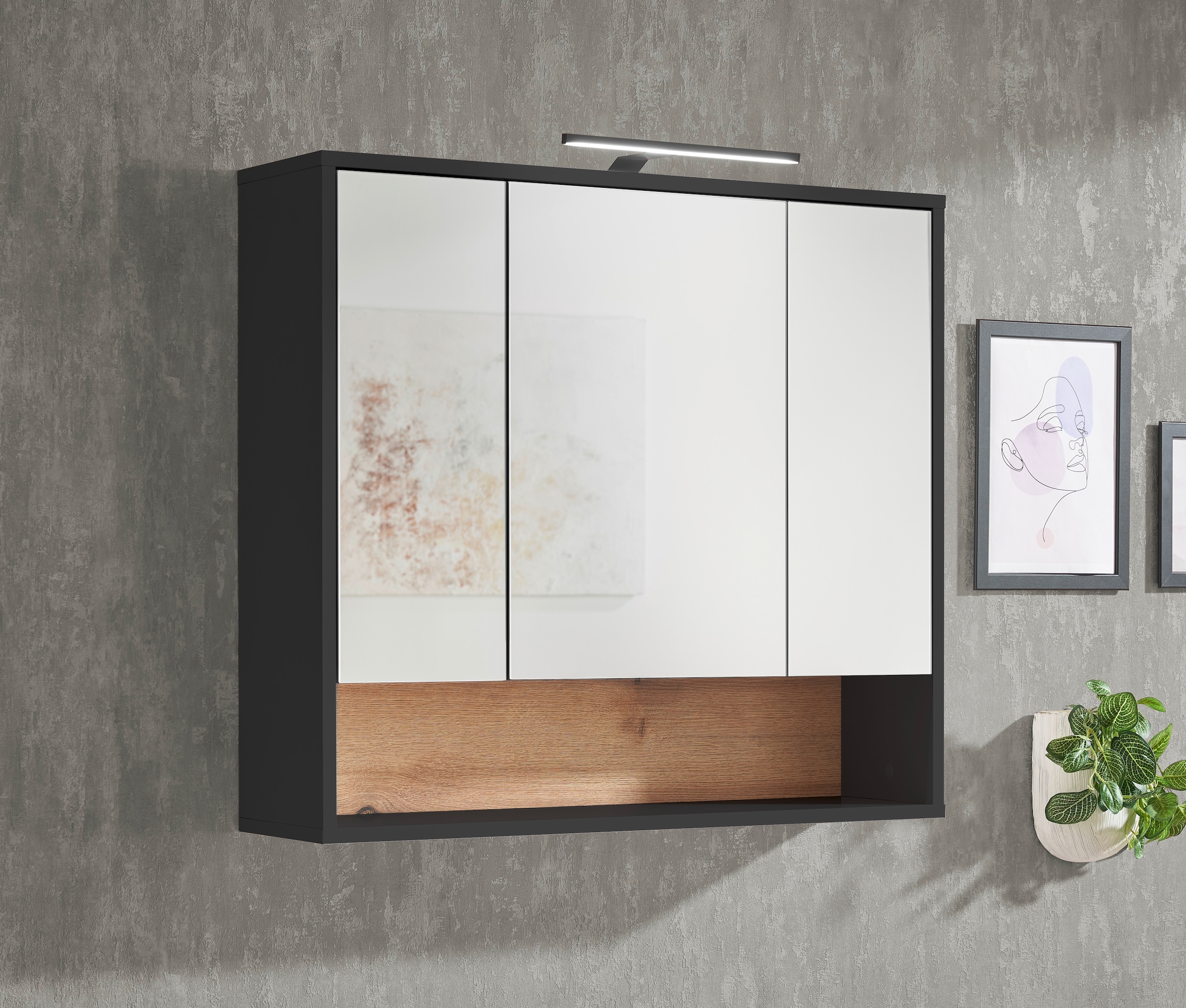 BASIC by Balculina Spiegelschrank »Liguria B/H/T 80x72x21 cm« 1 Stk. tlg. Breite 80cm, Beleuchtung, FSC-Mix 70%