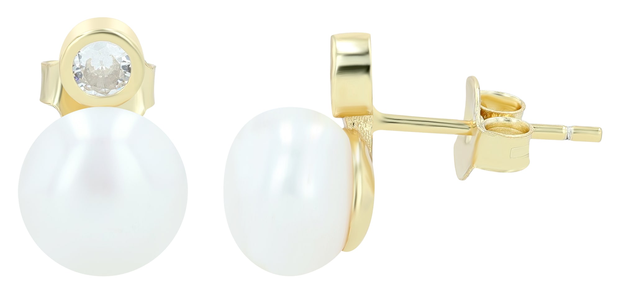Adelia´s Paar Ohrstecker »925 Silber Ohrringe Ohrstecker mit Süßwasserperle und funkelnden Zirkonia« Perle, silberfarben