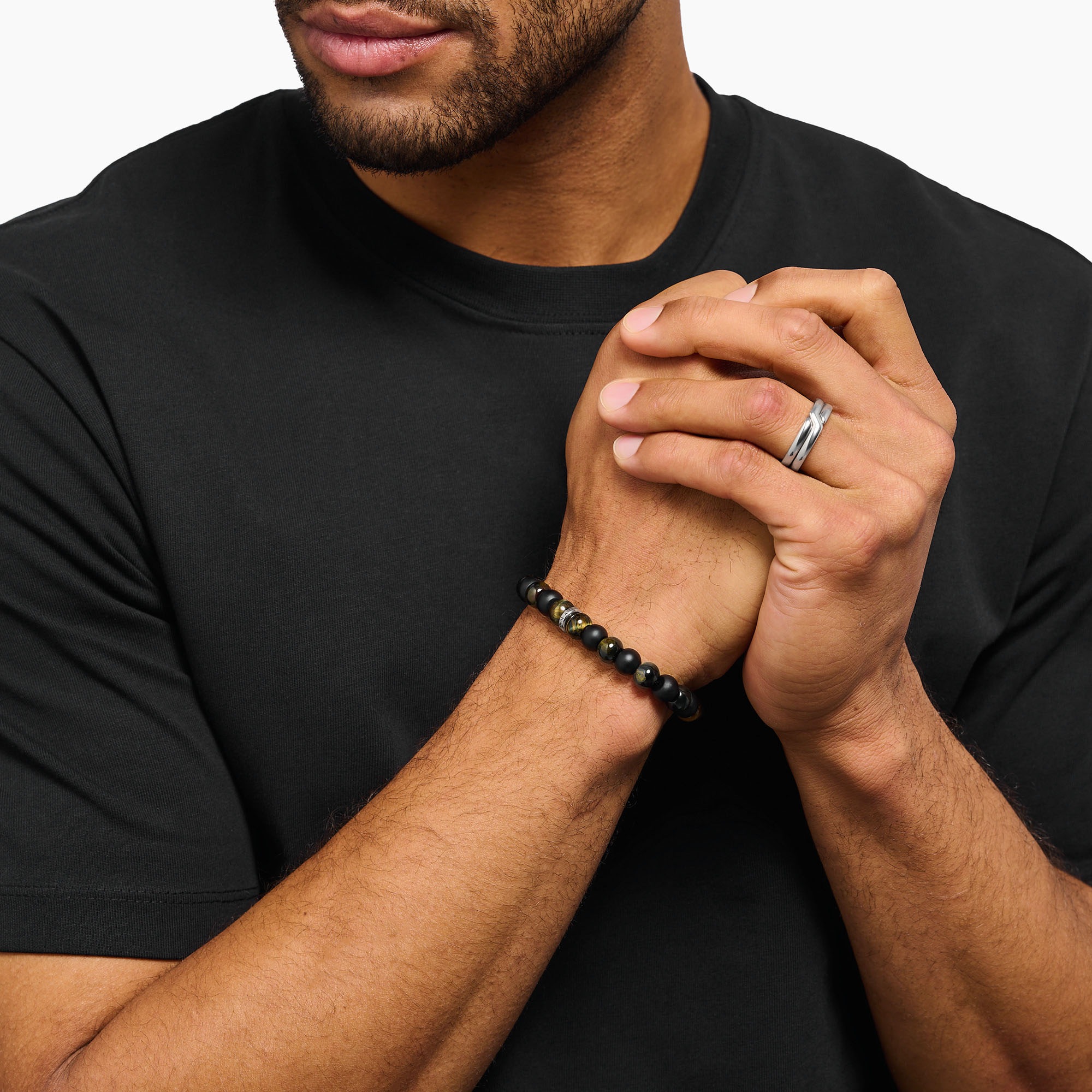 THOMAS SABO Armband »Bead Armband, A2196-806-11-L21«, mit Obsidian, Tigerauge