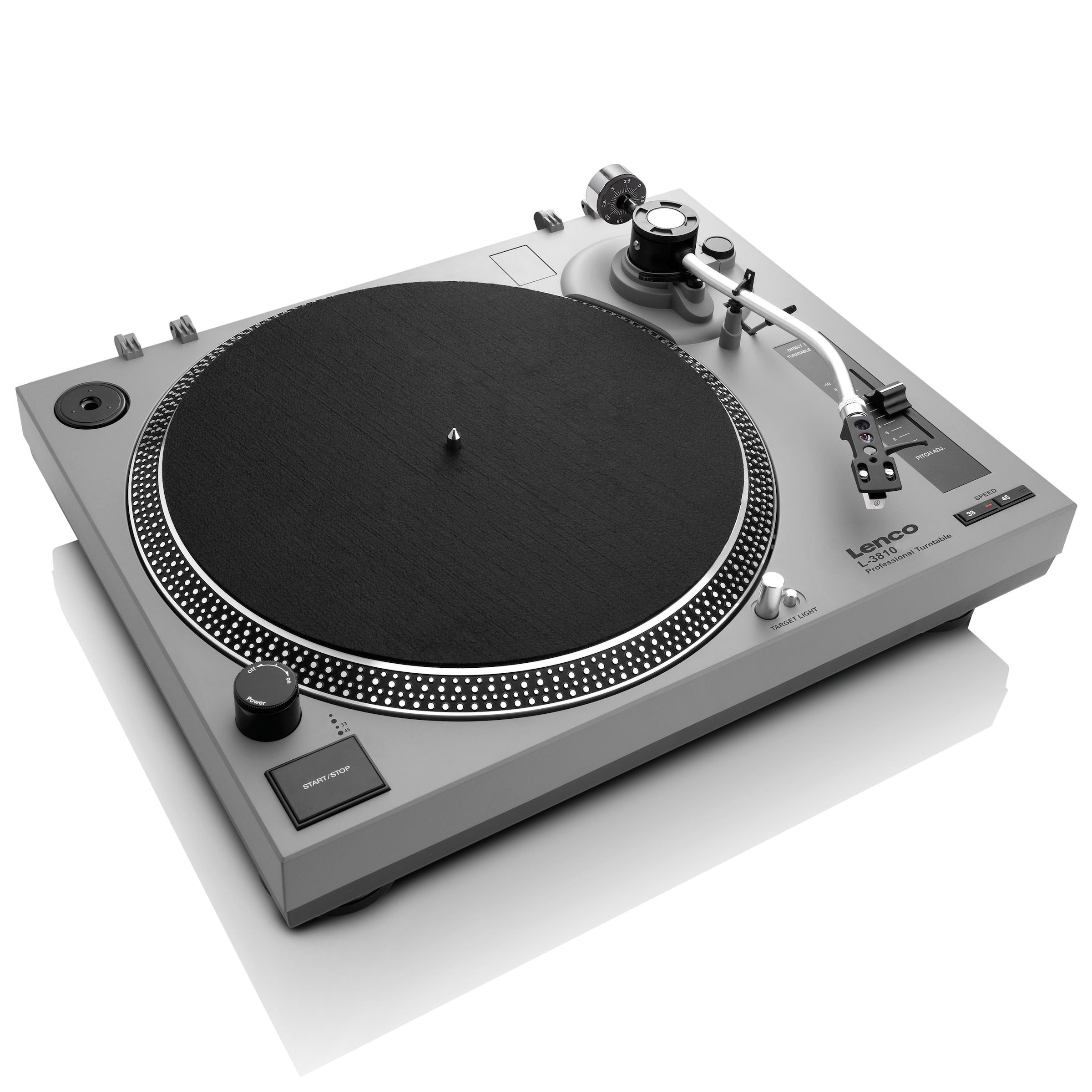 Lenco Plattenspieler »L-3810 gray«, Vorverstärker, Aufnahmefunktion via PC, Pitch Control