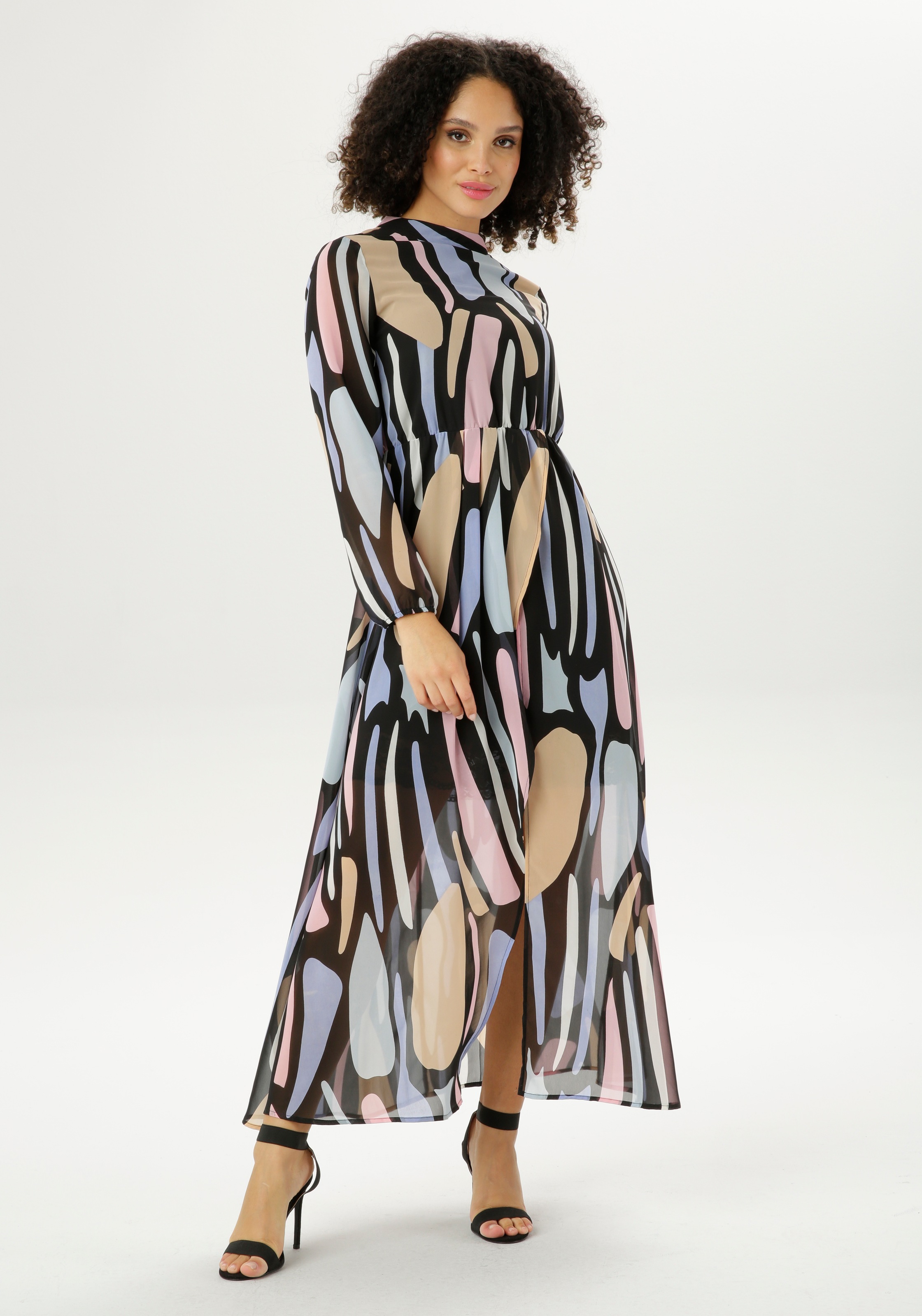 Aniston SELECTED Maxikleid, mit Schlitz und Spitzenbesatz am Futter kaufen