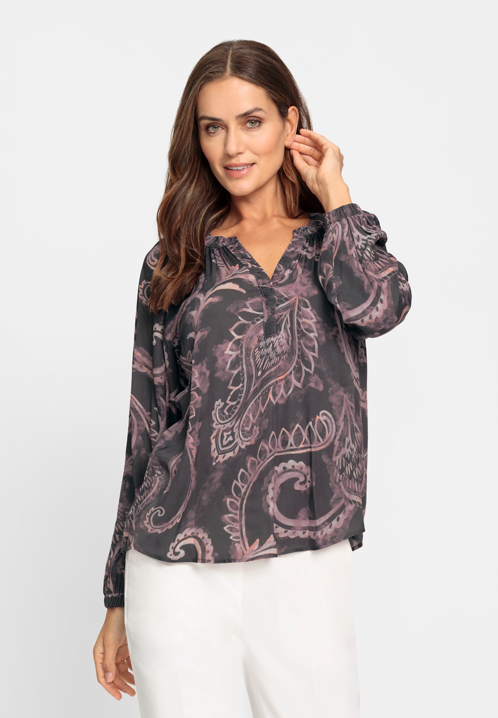 heine Klassische Bluse »Druck-Bluse Druckbluse aus Satin«