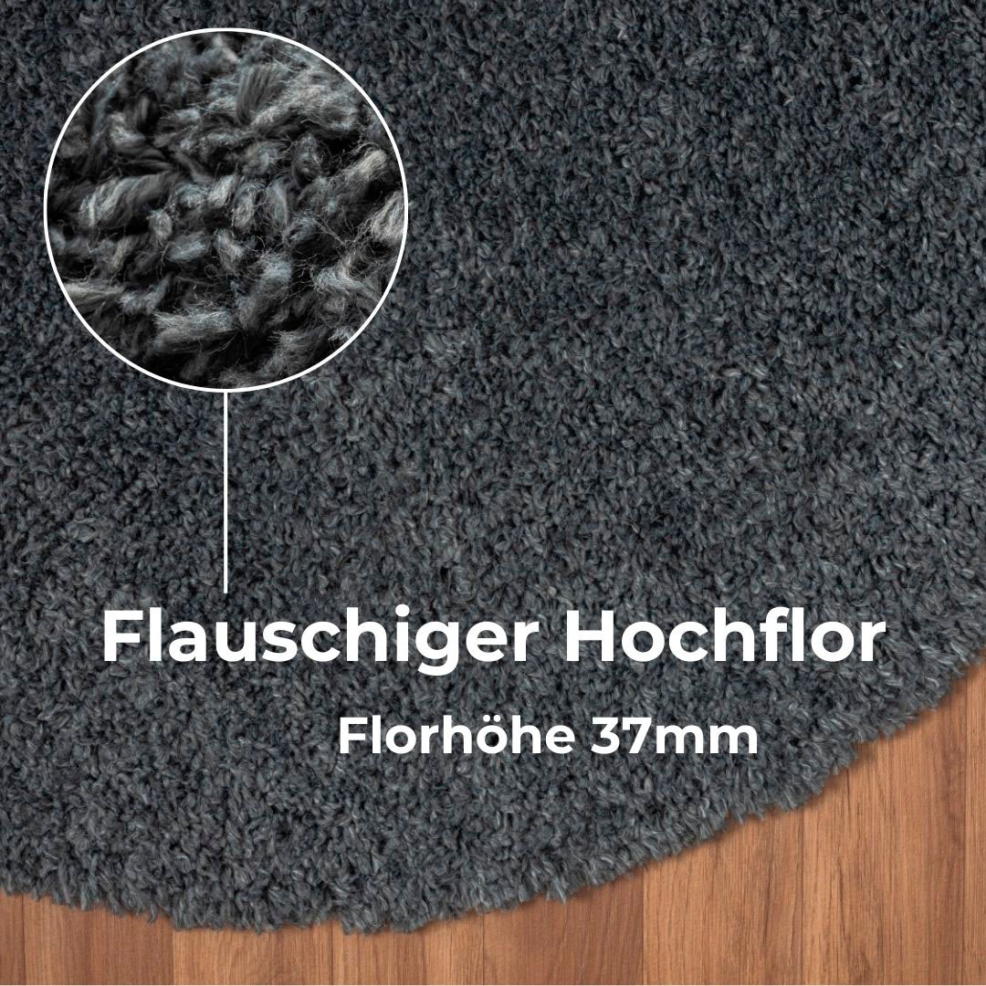 OTTO home Hochflor-Teppich »Banji« rund 37 mm Höhe Uni Farben, weich und flauschig, auch als rechteckig erhältlich