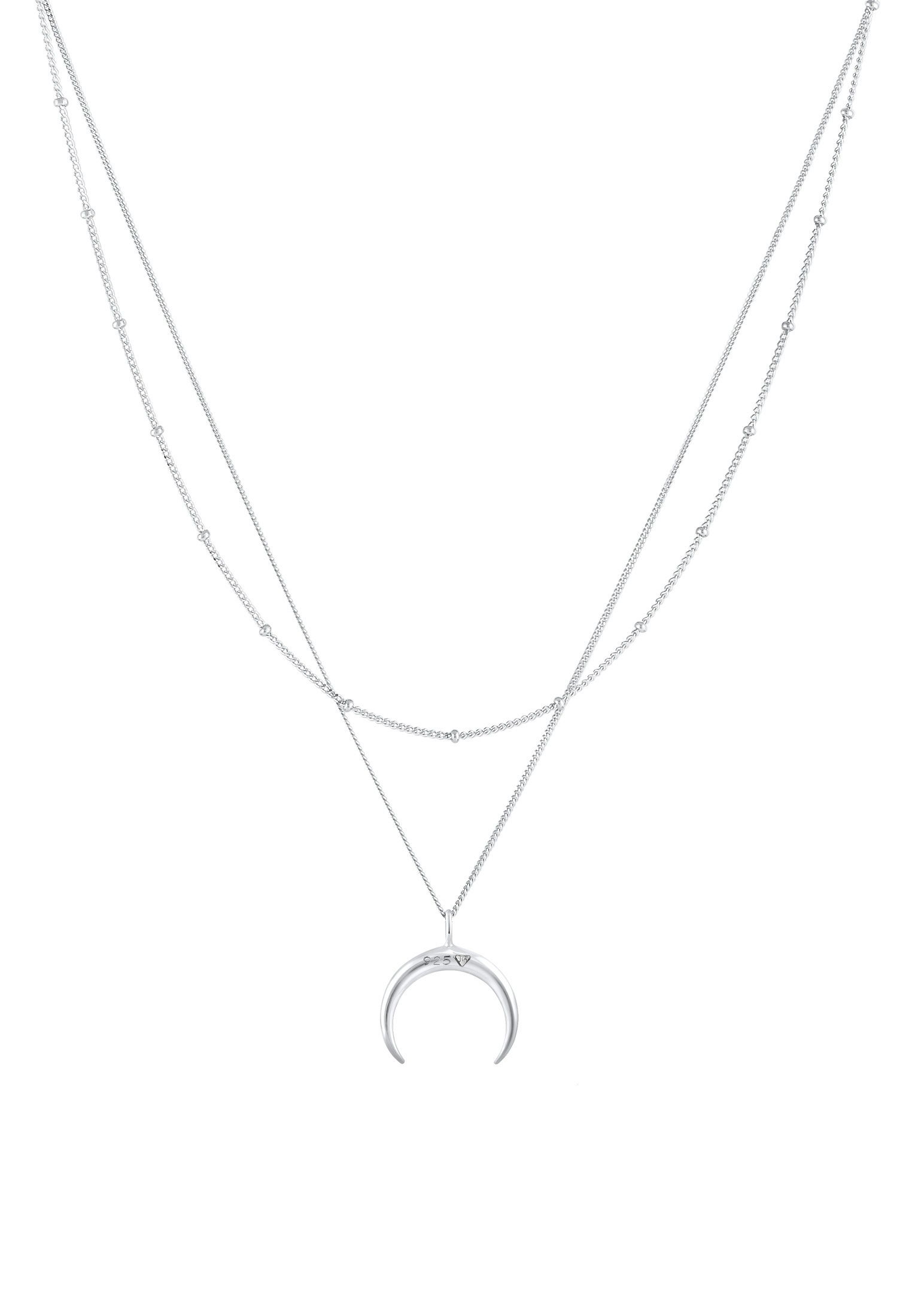 Elli Silberkette »Halskette Layer Mond Sichel Kugelkette 925 Silber«