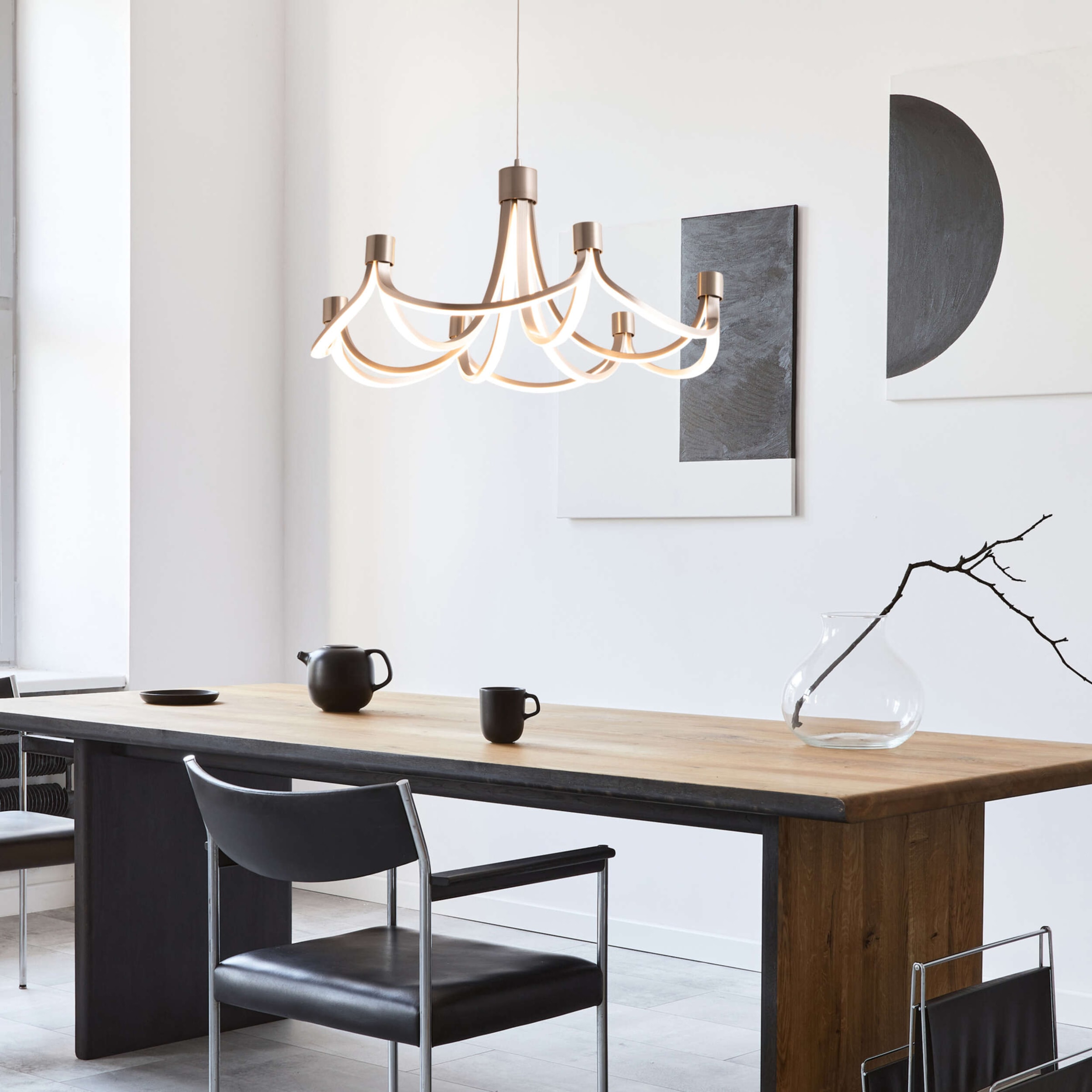 näve LED Pendelleuchte »Festos« LED-Modul 1 Stk. Kronleuchter, stufenweise dimmbar, satiniertes Metall, H: 150cm