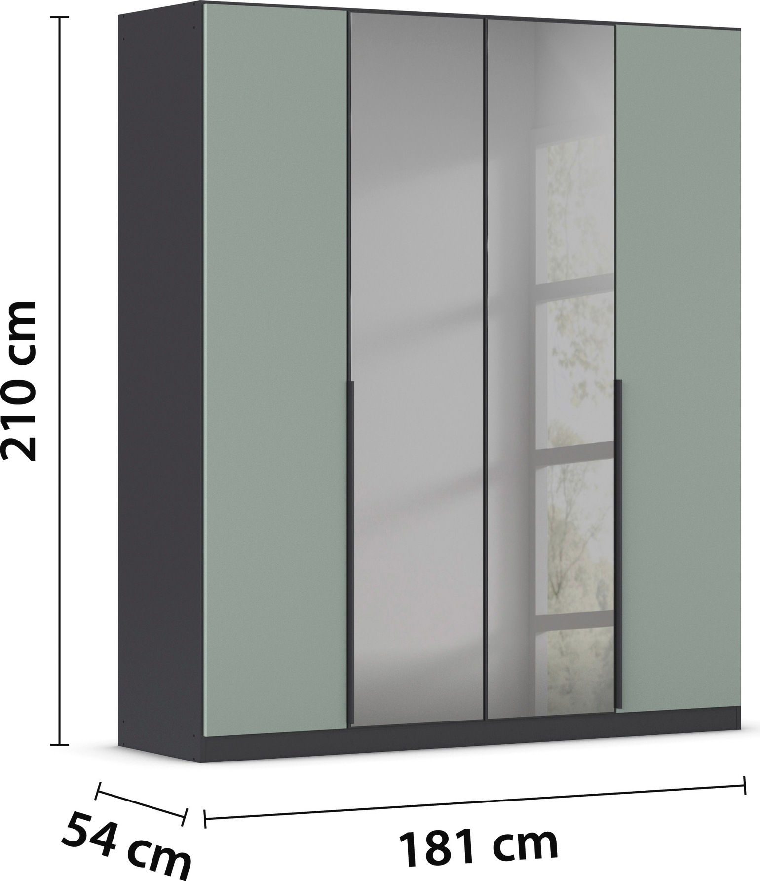 INOSIGN BY RAUCH Drehtürenschrank »Ferris Schrank Breite 2,10m BESTSELLER Schlafzimmerschrank«, Kleiderschrank mit Spiegel in den Ausführungen BASIC/CLASSIC/PREMIUM