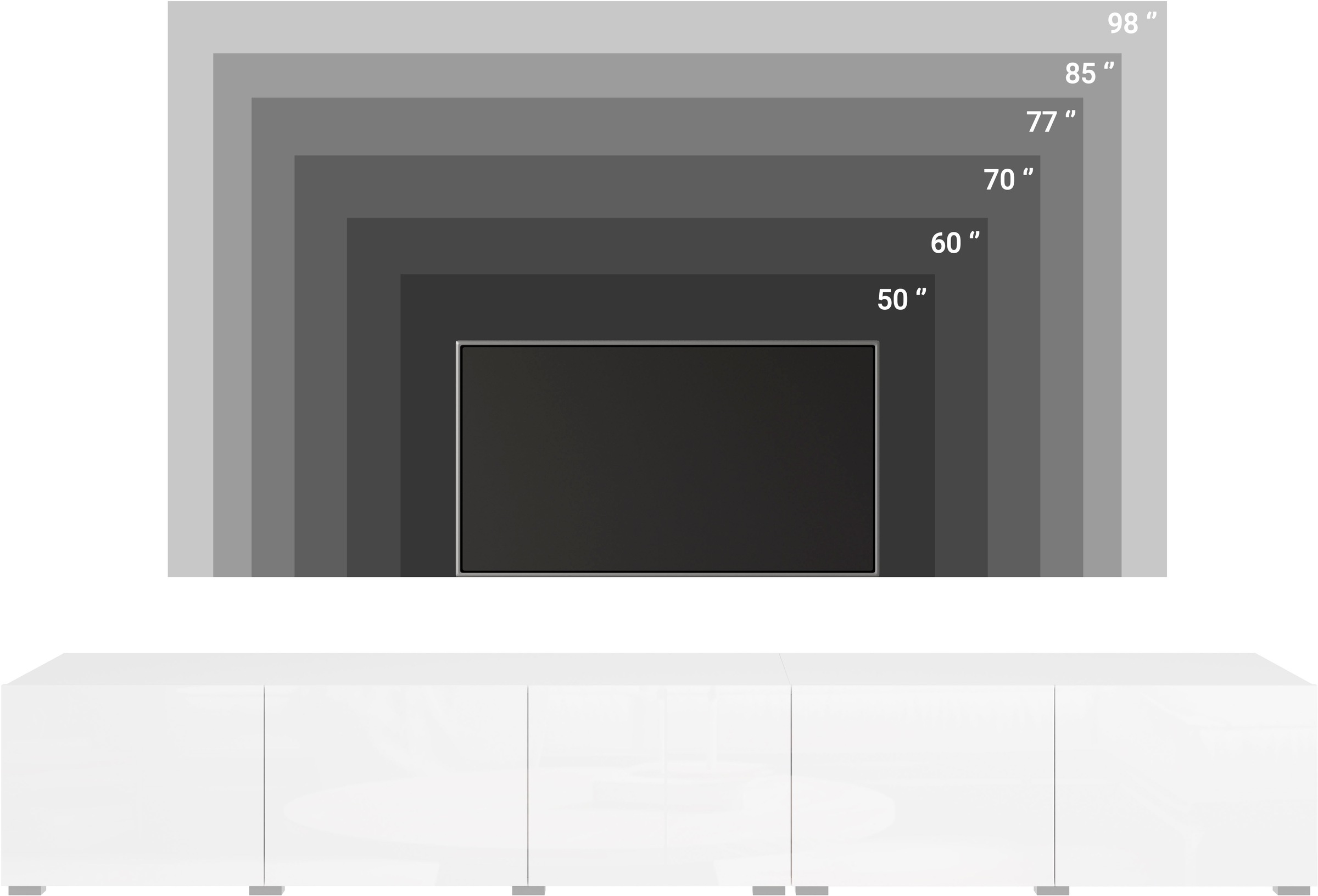 OTTO home Lowboard »Denver 250 cm für bis zu 98-Zoll TVs - Weltmeisterschaft im XXL Format« Wahlweise mit oder ohne offenes Fach in der Mitte