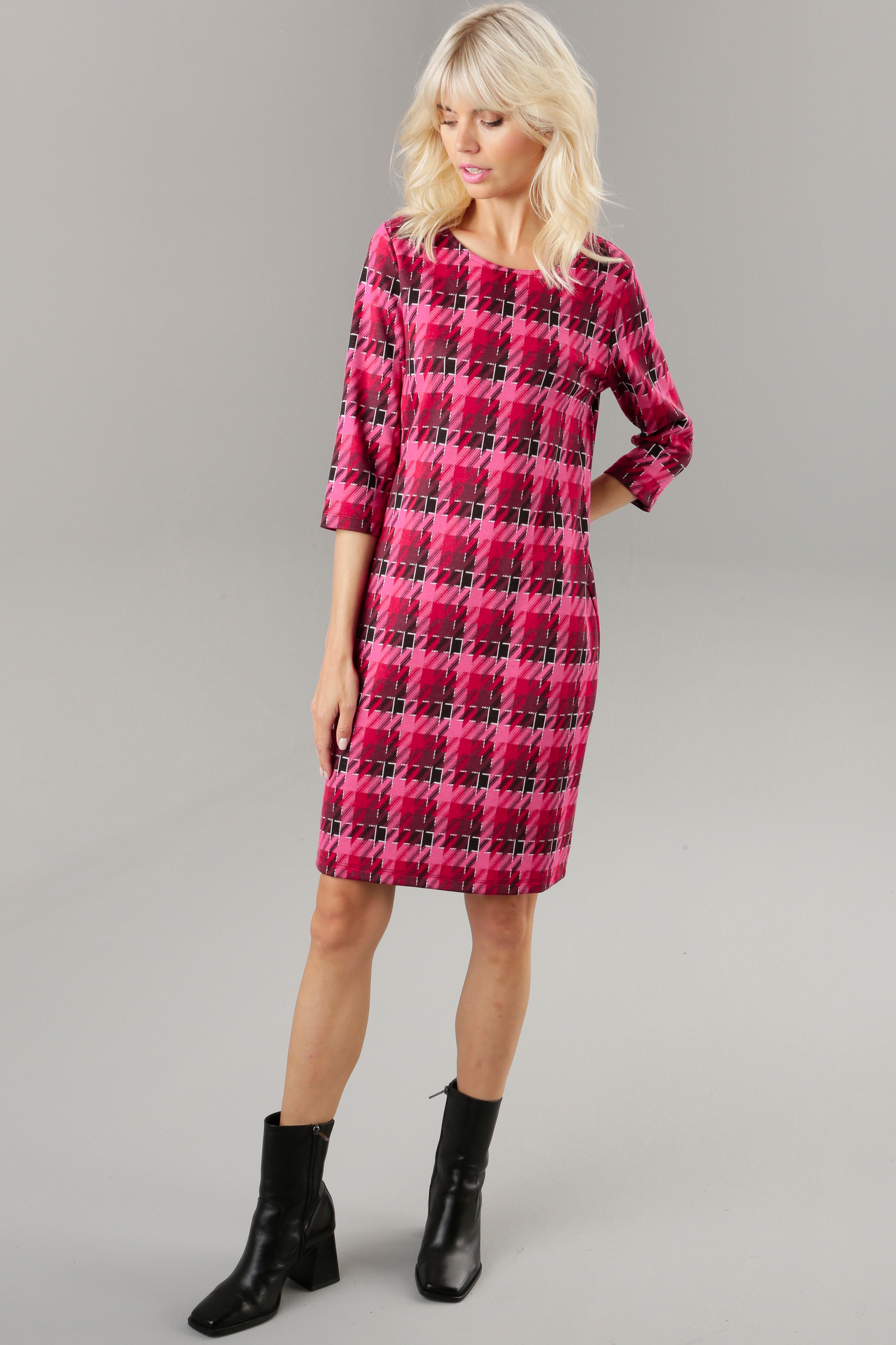 Allover-Muster online Aniston Jerseykleid, Knallfarben in bestellen OTTO trendy bei SELECTED mit