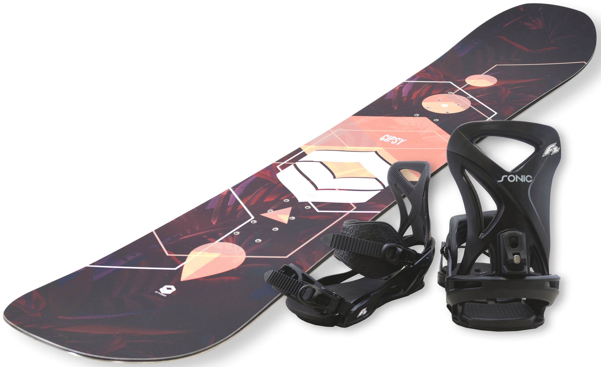 F2 Snowboard »FTWO Gipsy woman peach«, (Set, 2er-Pack), Inkl. Bindung mit Befestigungsmaterialien