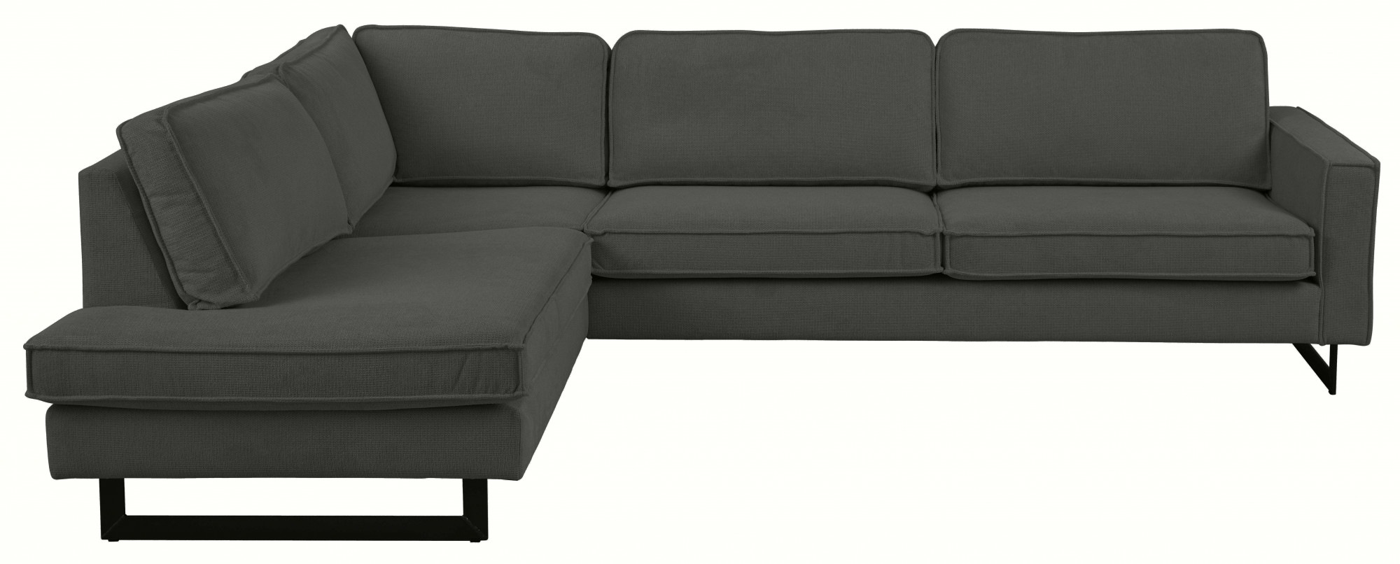 Places of Style Ecksofa »Pinto, 290 cm, Cord, Chenille, Lederoptik, Ottomane links / rechts«, mit Keder, schwarze Metallfüße, Wellenunterfederung