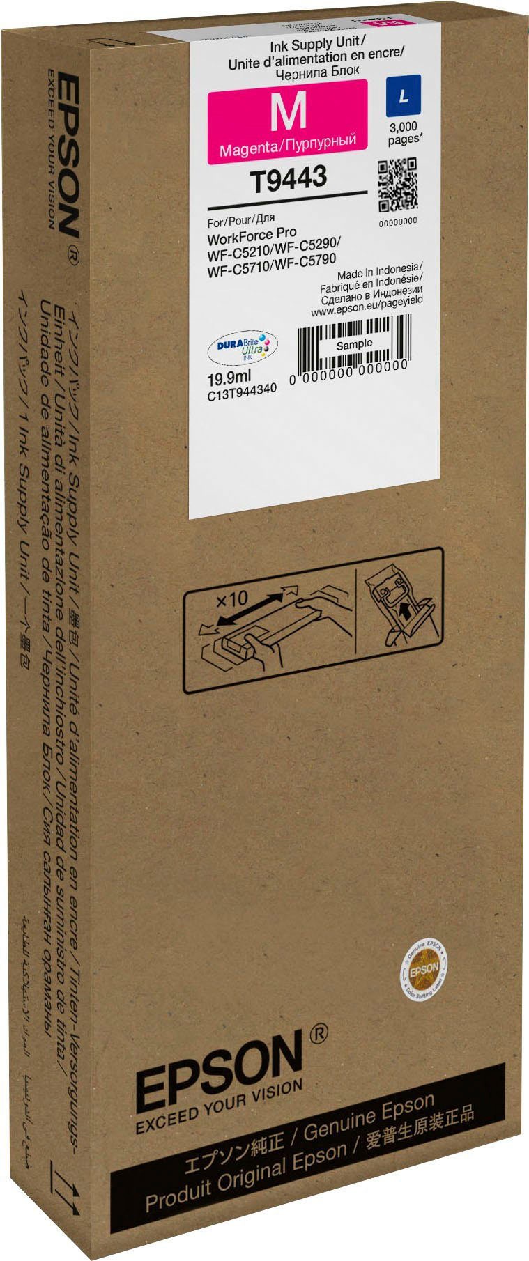 Epson Tintenpatrone »T9443, C13T944340«, original Druckerpatrone T9443 magenta