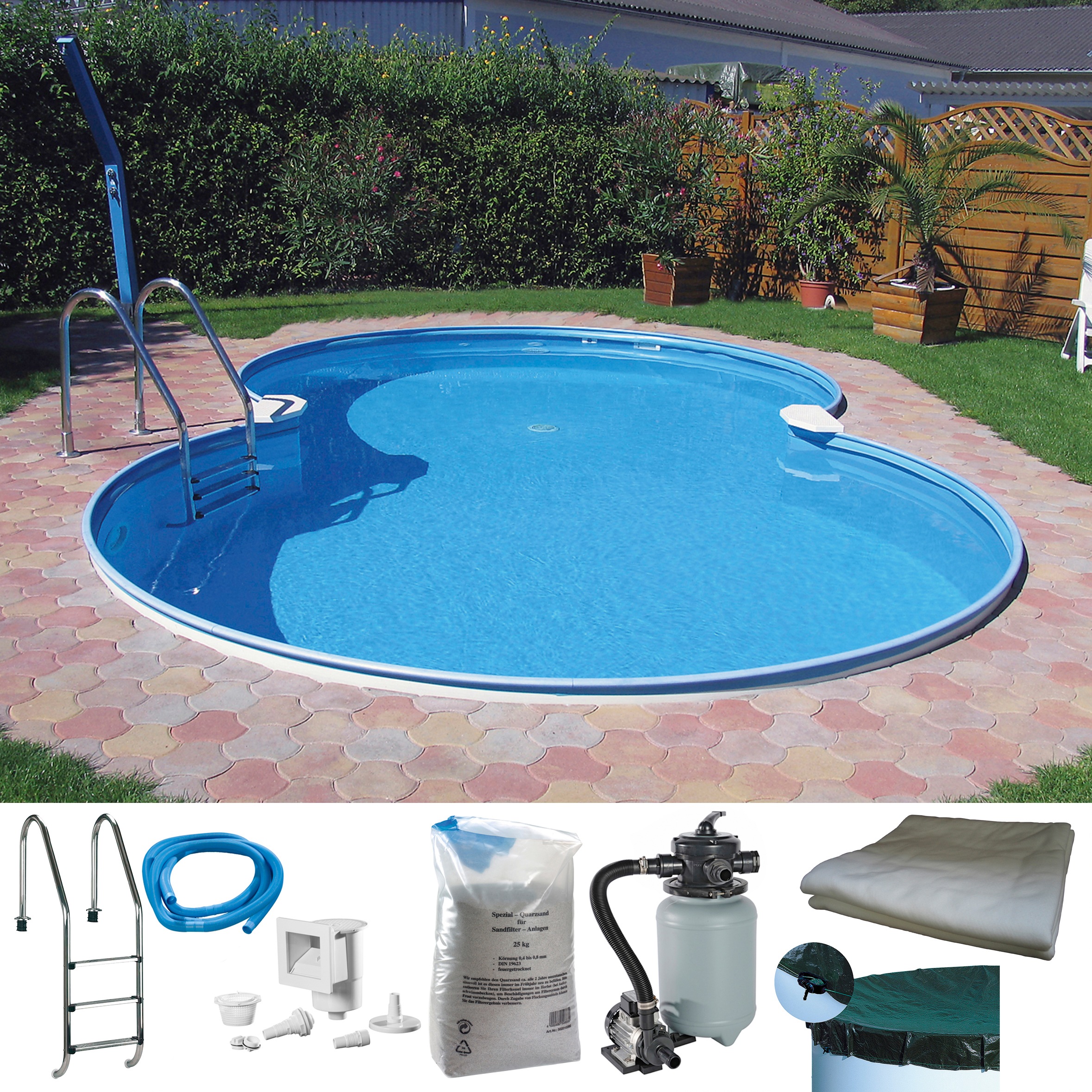 MyPool Achtformpool, (Set), 7-tlg., BxLxH: 625x360x120 cm