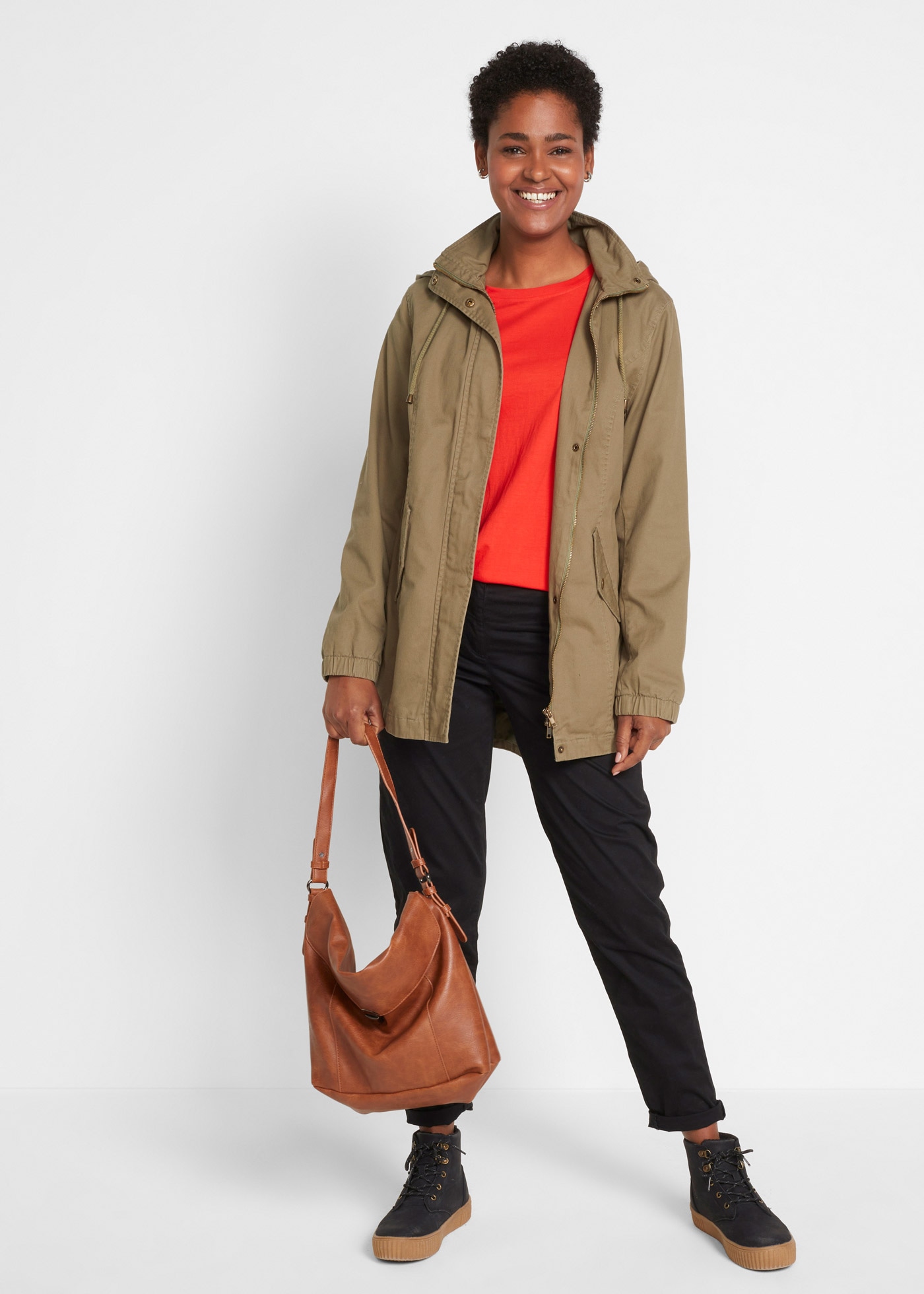 bonprix Longshirt Packung, 5 Langarm, aus reiner Baumwolle, mit abgesetzten Bündchen am Ärmel