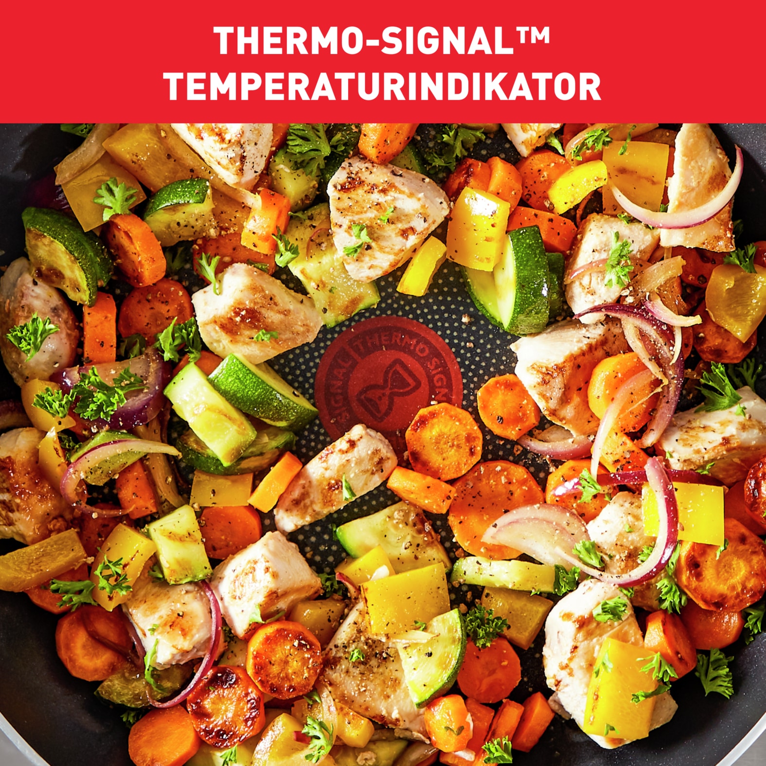 Tefal Bratpfanne »Resist, sichere Titanium Antihaftversiegelung« Aluminium Thermo-Signal bei idealer Brattemperatur, nicht induktionsgeeignet