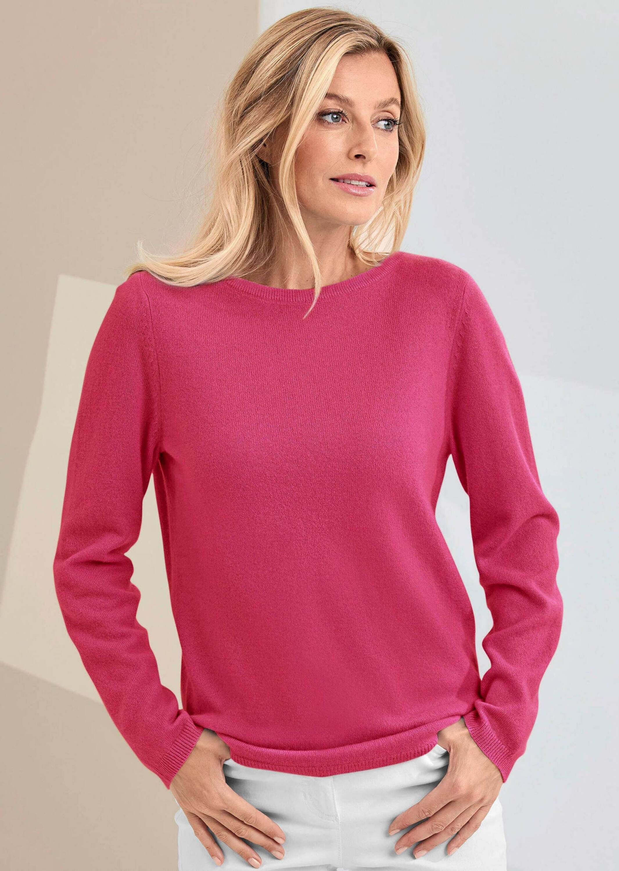 GOLDNER Strickpullover »Kurzgröße Feinstrickshirt mit U-Boot-Ausschnitt« keine/nicht relevant