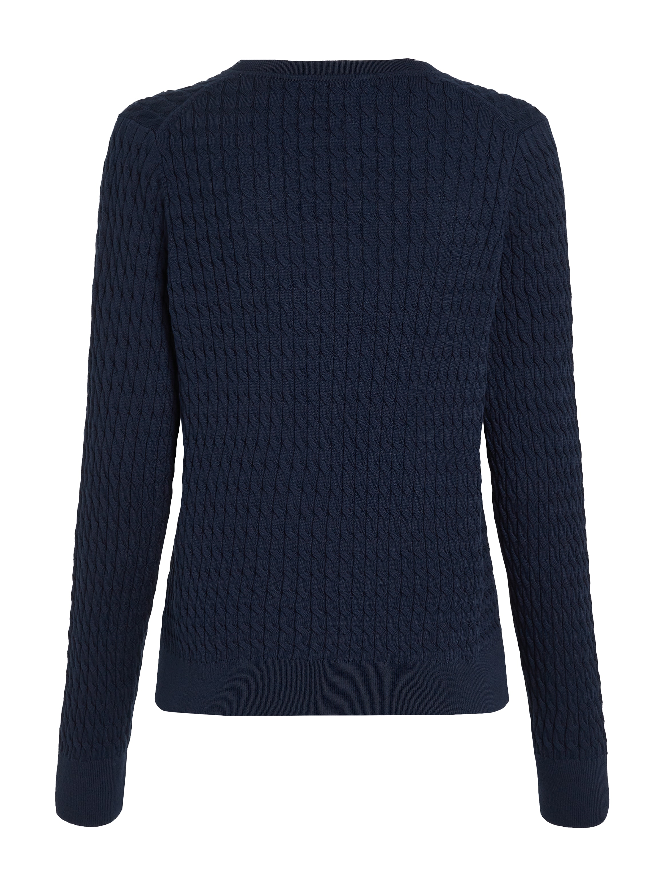 Tommy Hilfiger Strickpullover »CO CABLE FINE GG V-NK LS SWT« Baumwolle, mit Zopfmuster