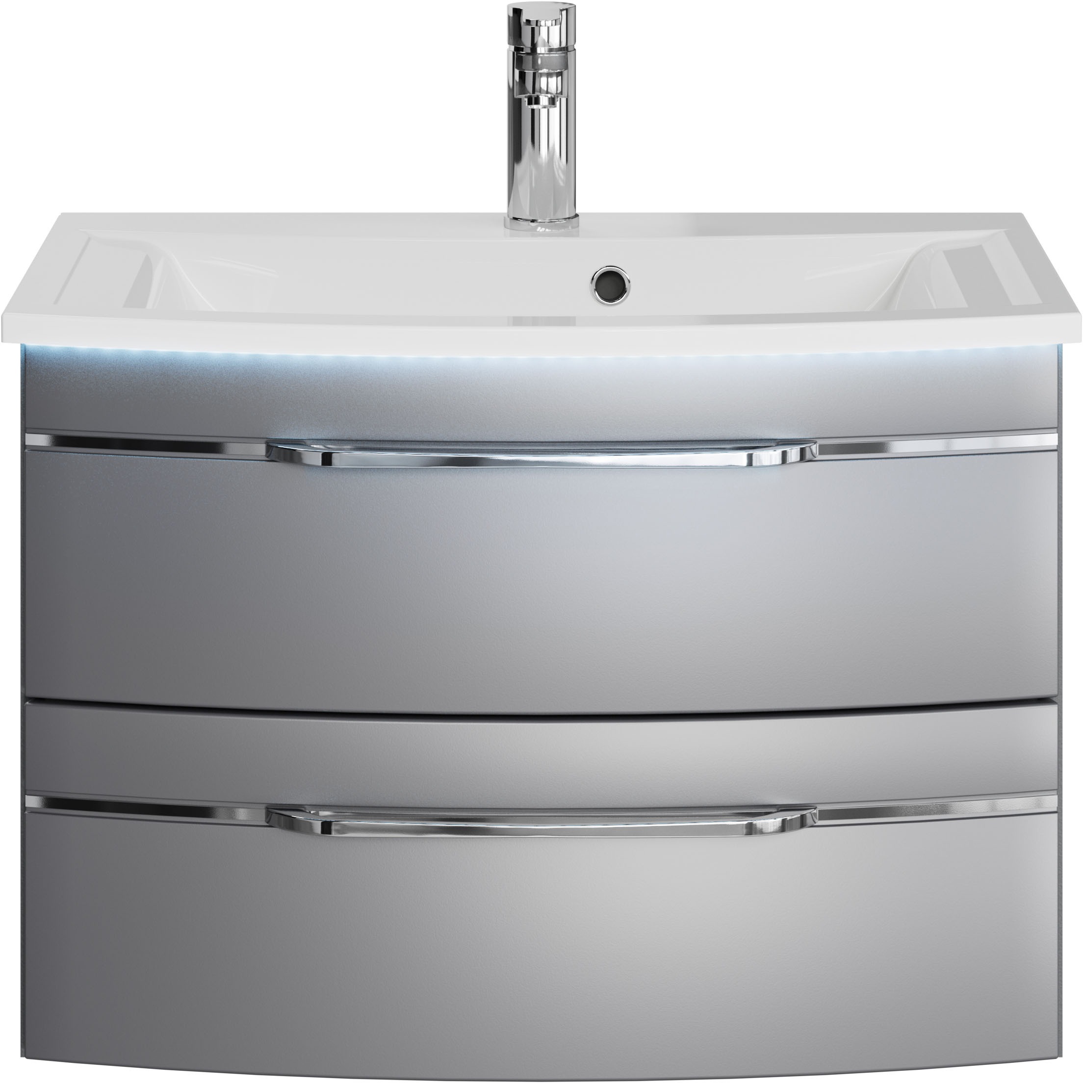Saphir Waschtisch »Serie 7045 Mineralmarmor-Waschtisch und Unterschrank, 71,5 cm breit«, Waschplatz mit 2 Schubladen, Badmöbel Set mit Waschtisch