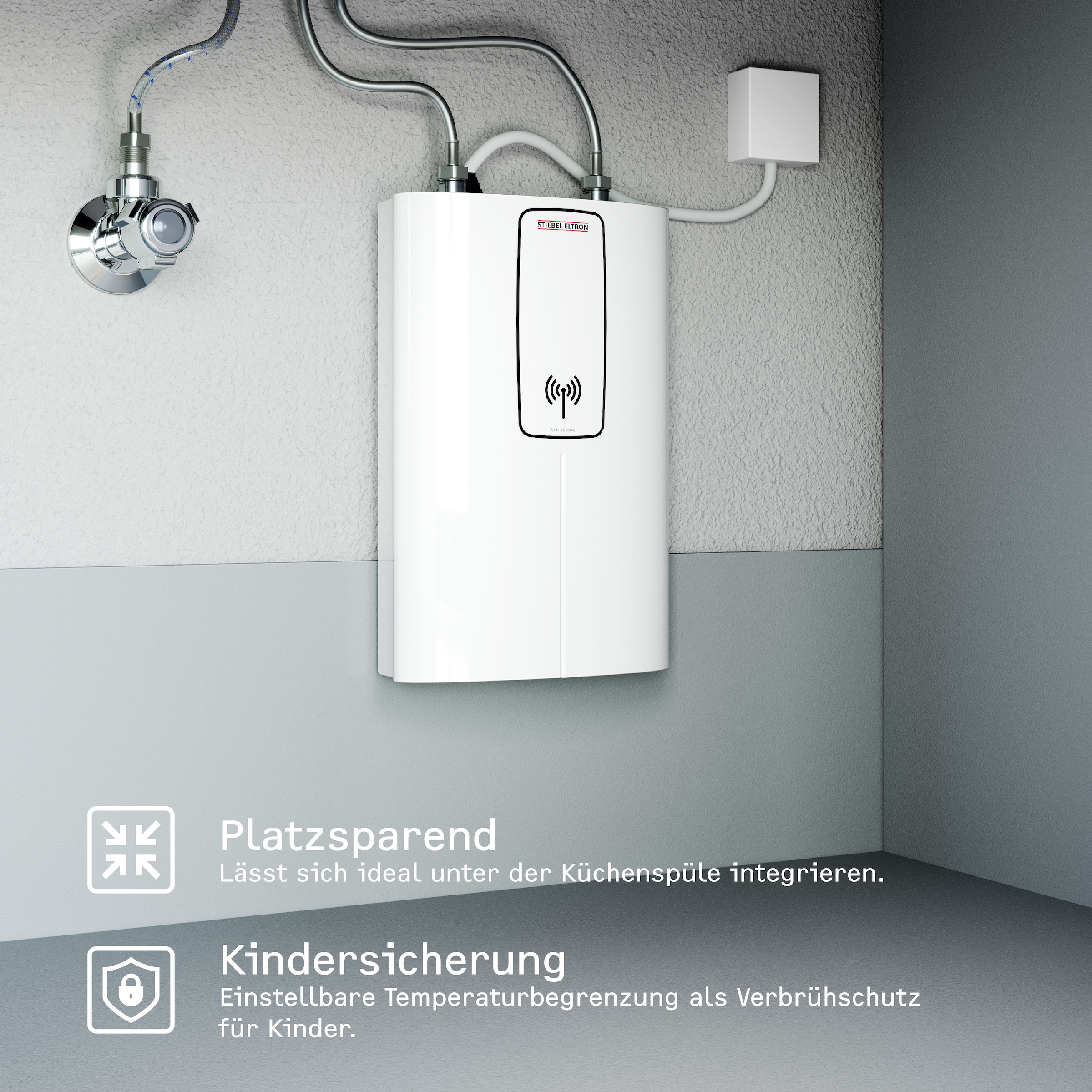 STIEBEL ELTRON Kompakt-Durchlauferhitzer »DCE 11/13 RC«, 3i Technologie für konstante Warmwassertemperatur, mit Fernbedienung