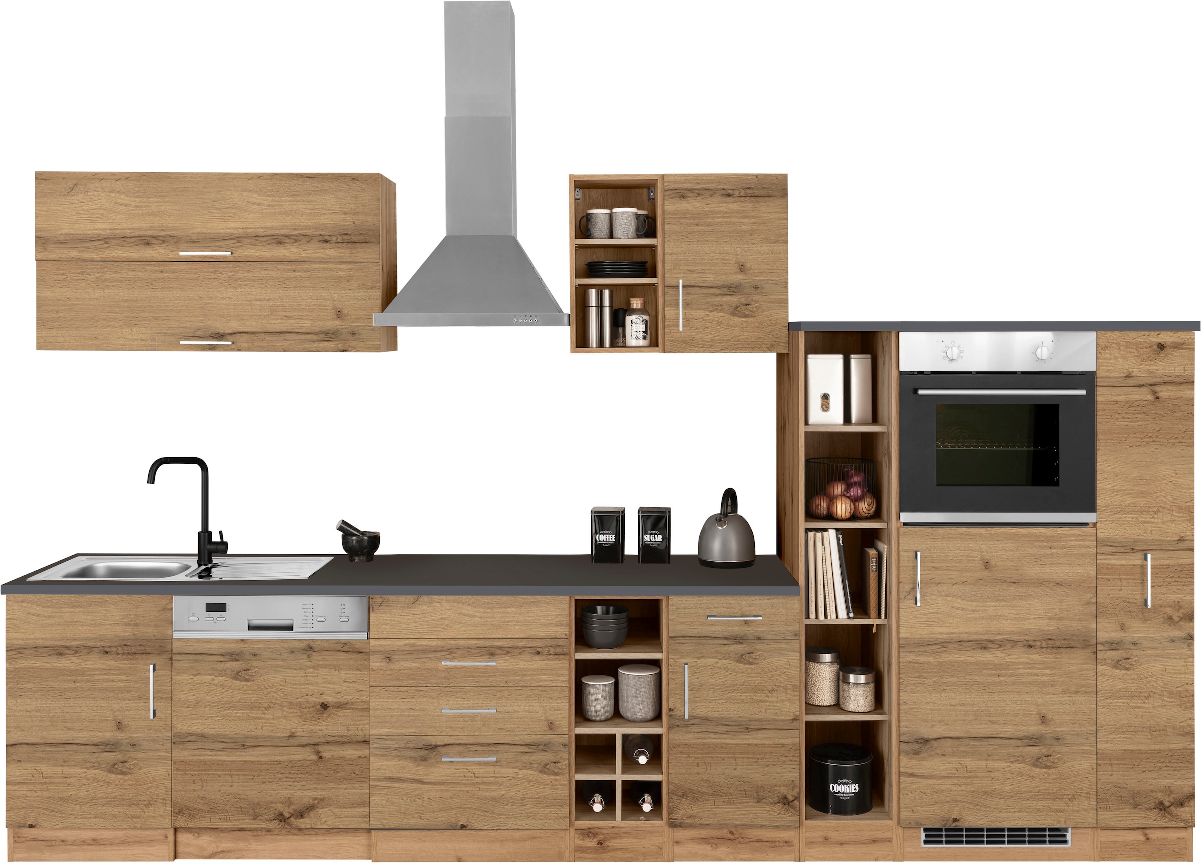 KOCHSTATION Küchenzeile »KS-Colmar« mit E-Geräten, Breite 360 cm