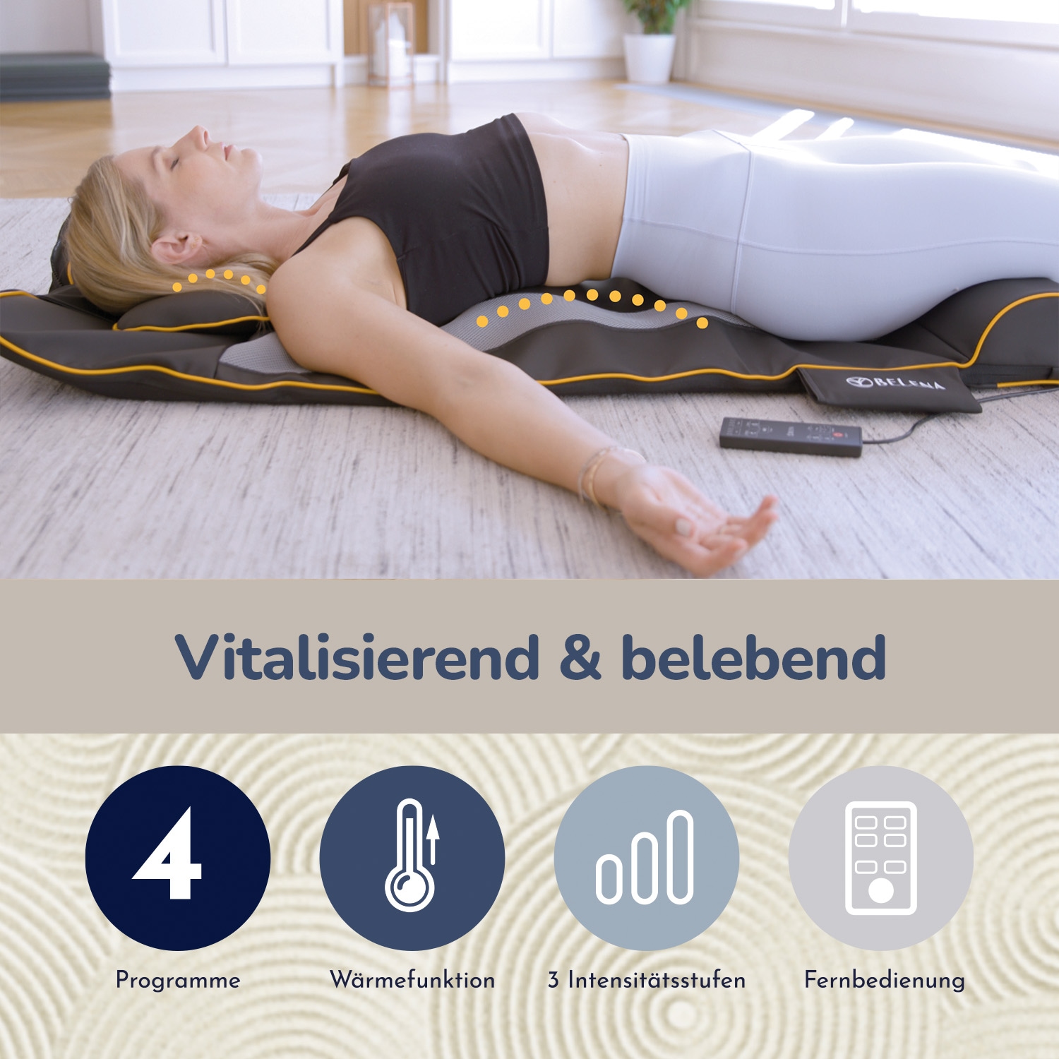 MediaShop Massagematte »Belena AirStretch, Behandlung an Schulter, mittlerem Rücken oder Hüfte« 3 Intensitätsstufen, mit innovativer Pneumatik AirFlow-Technologie