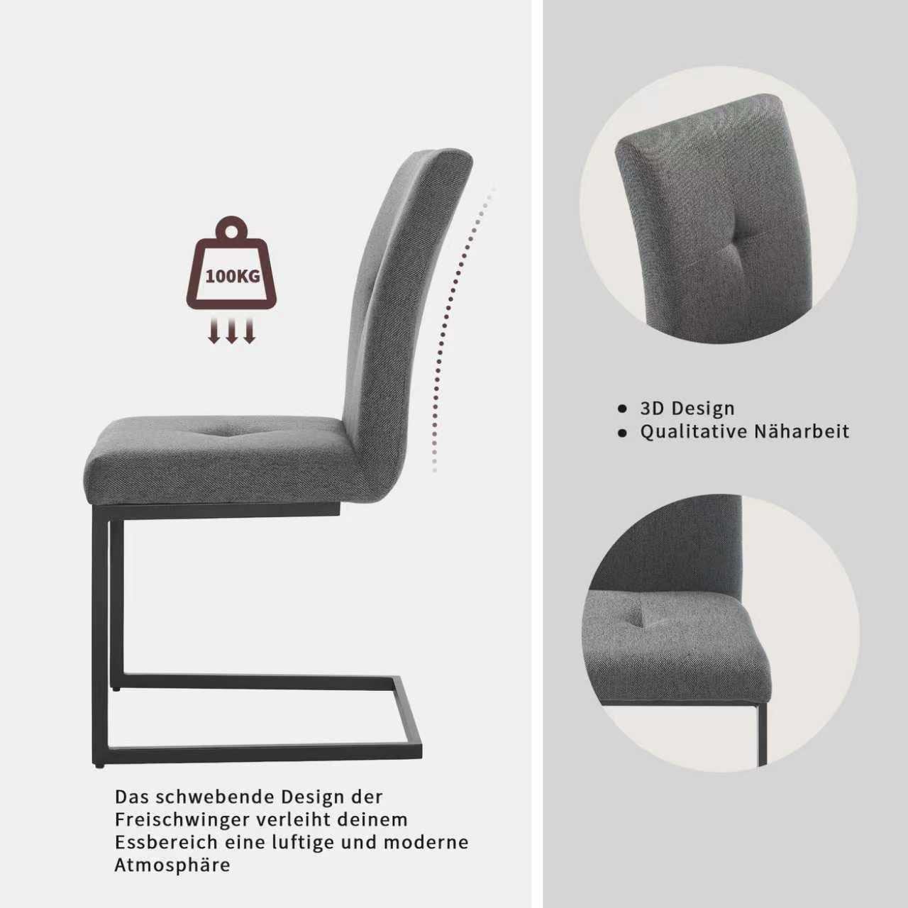 OTTO home Essgruppe »Vendy«, (Set, 7 tlg.), pflegeleichte Strukturstoff-Stühle, 3D-Steppung, ausziehbarer Tisch