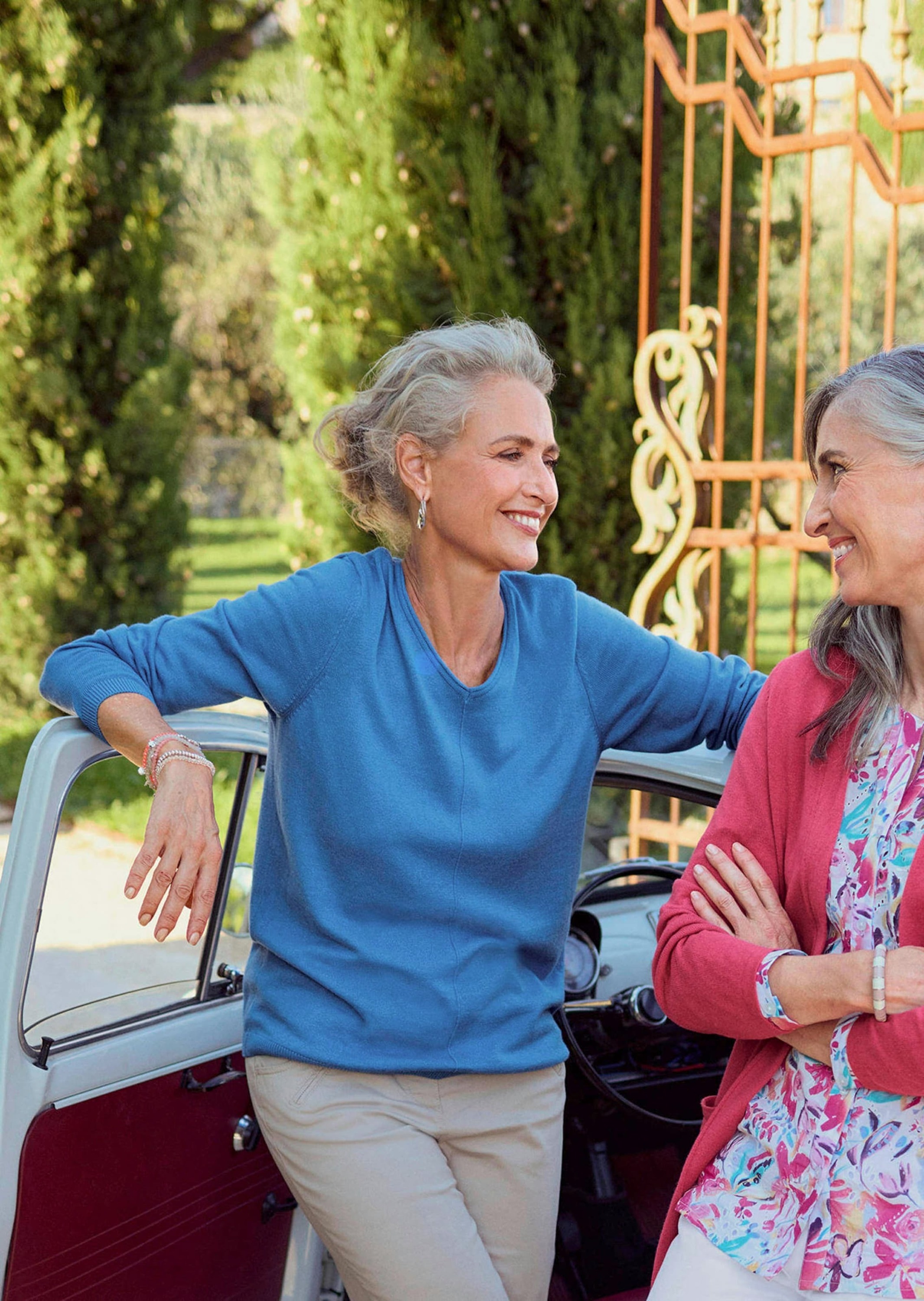 GOLDNER Rundhalspullover »Baumwollpullover mit V-Ausschnitt« mit Kaschmieranteil