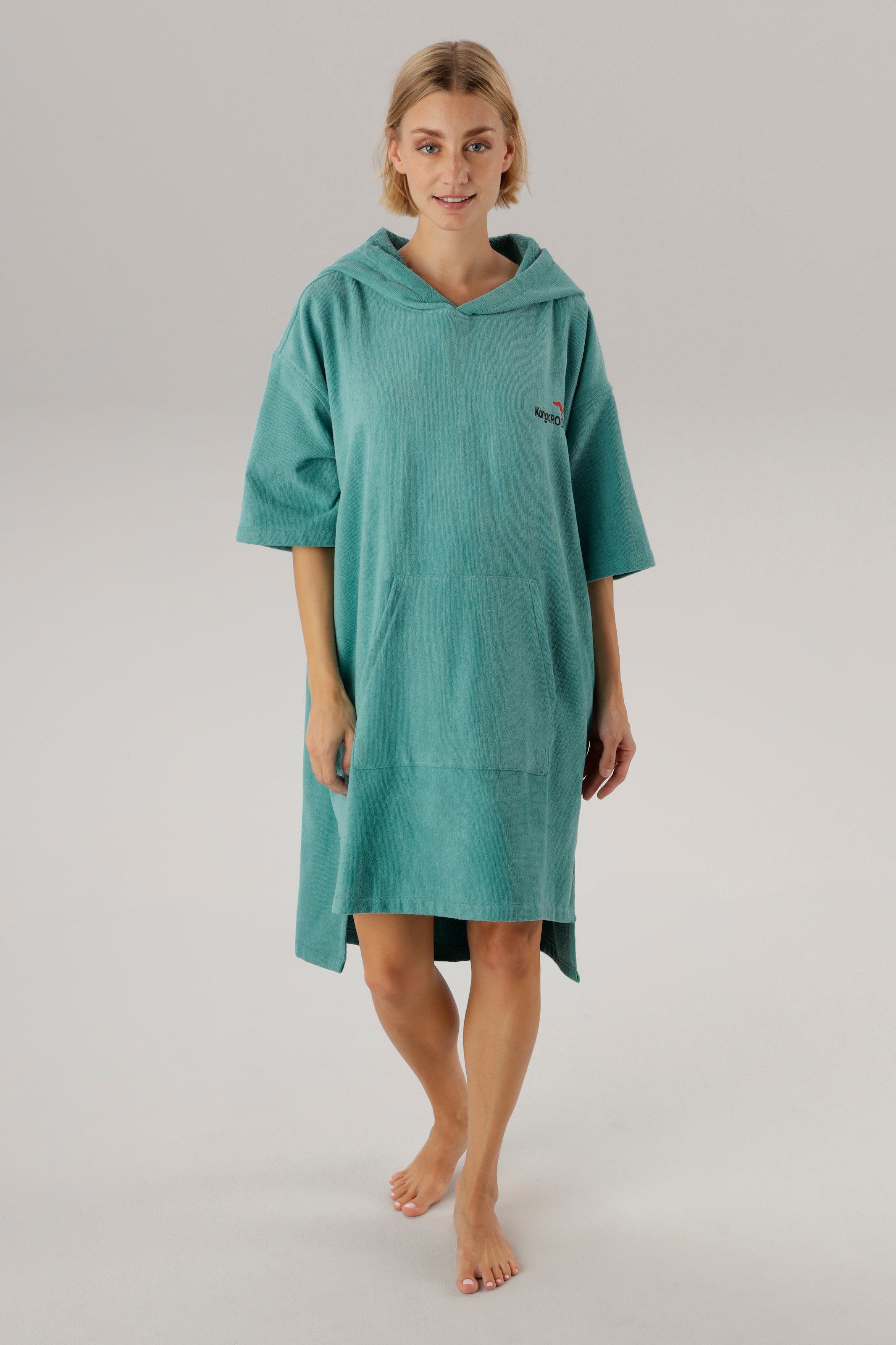 KangaROOS Badeponcho »Summer, ideal für Sauna, Spa & im Urlaub, Damen & Herren« 1 Stk. Surfponcho, mit Bauchtasche, 100% Baumwolle, Frottee