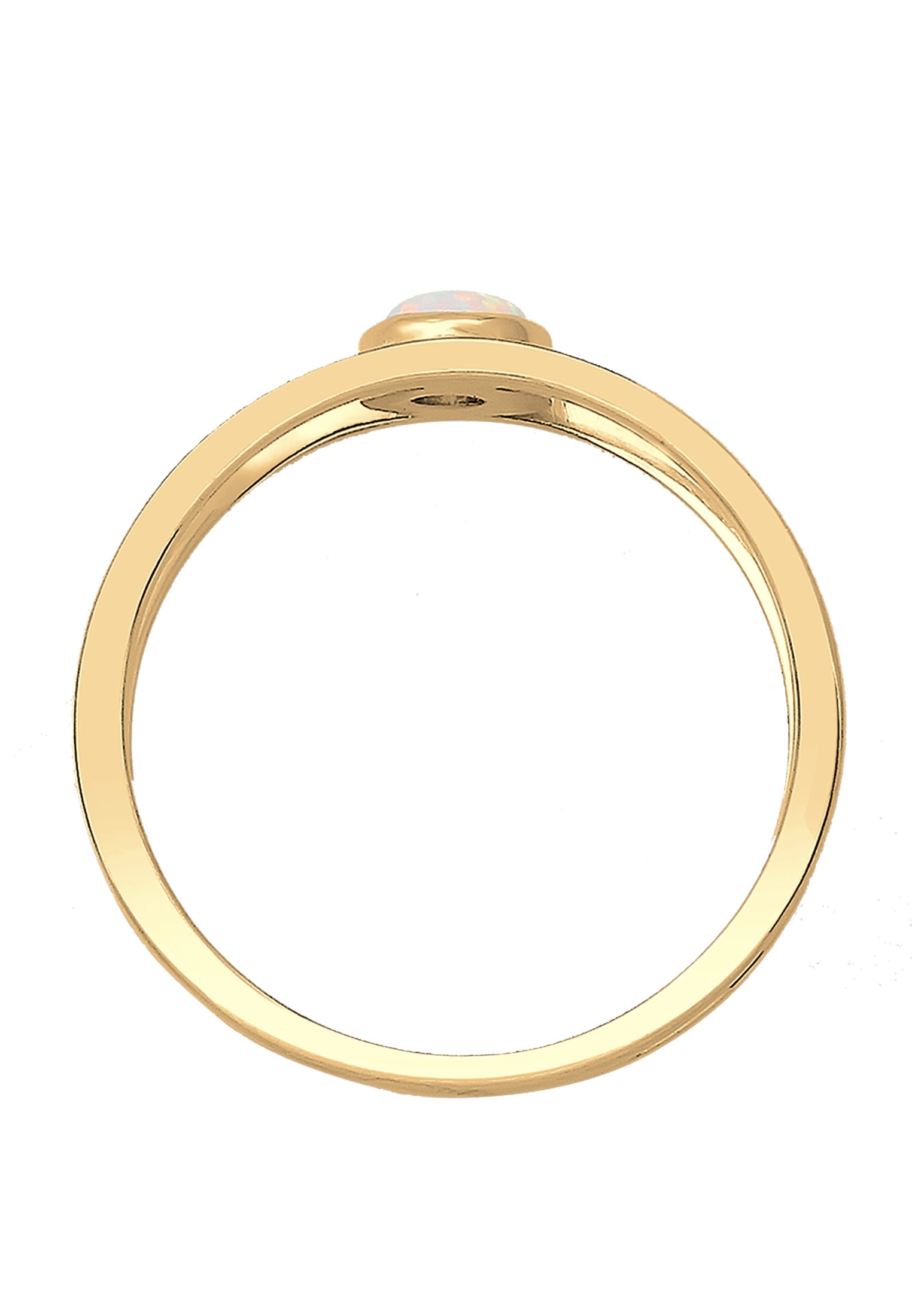 Elli Silberring »Ring Bandring Zweireihig Synthetischer Opal Weiß 925 Sterling Silber«