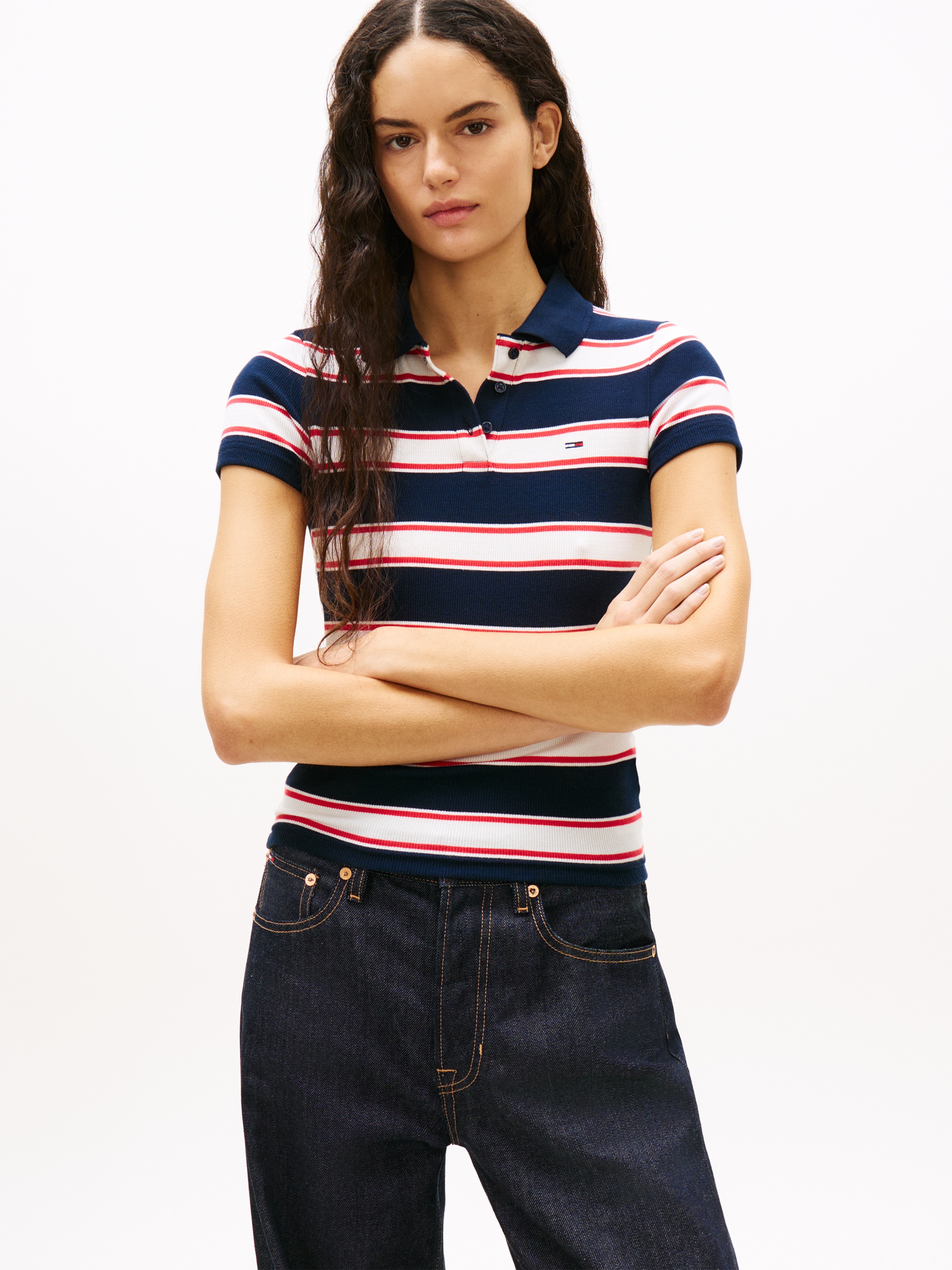 Tommy Jeans Poloshirt »TJW SLIM RIB SS POLO« mit gerippter Struktur