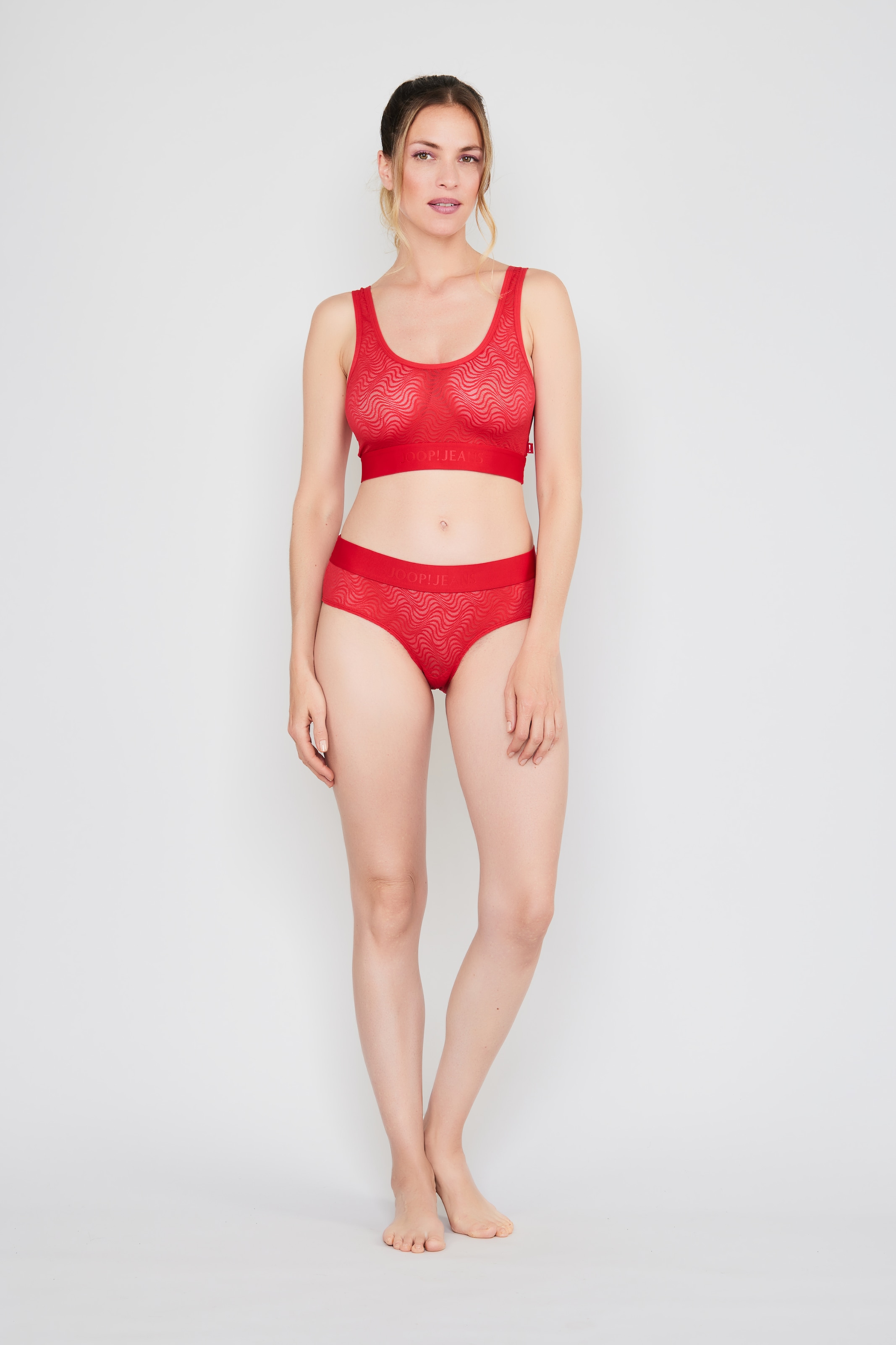 JOOP! Jeans Bustier, Rundhalsausschnitt, elastisch, Jacquard-Spitze