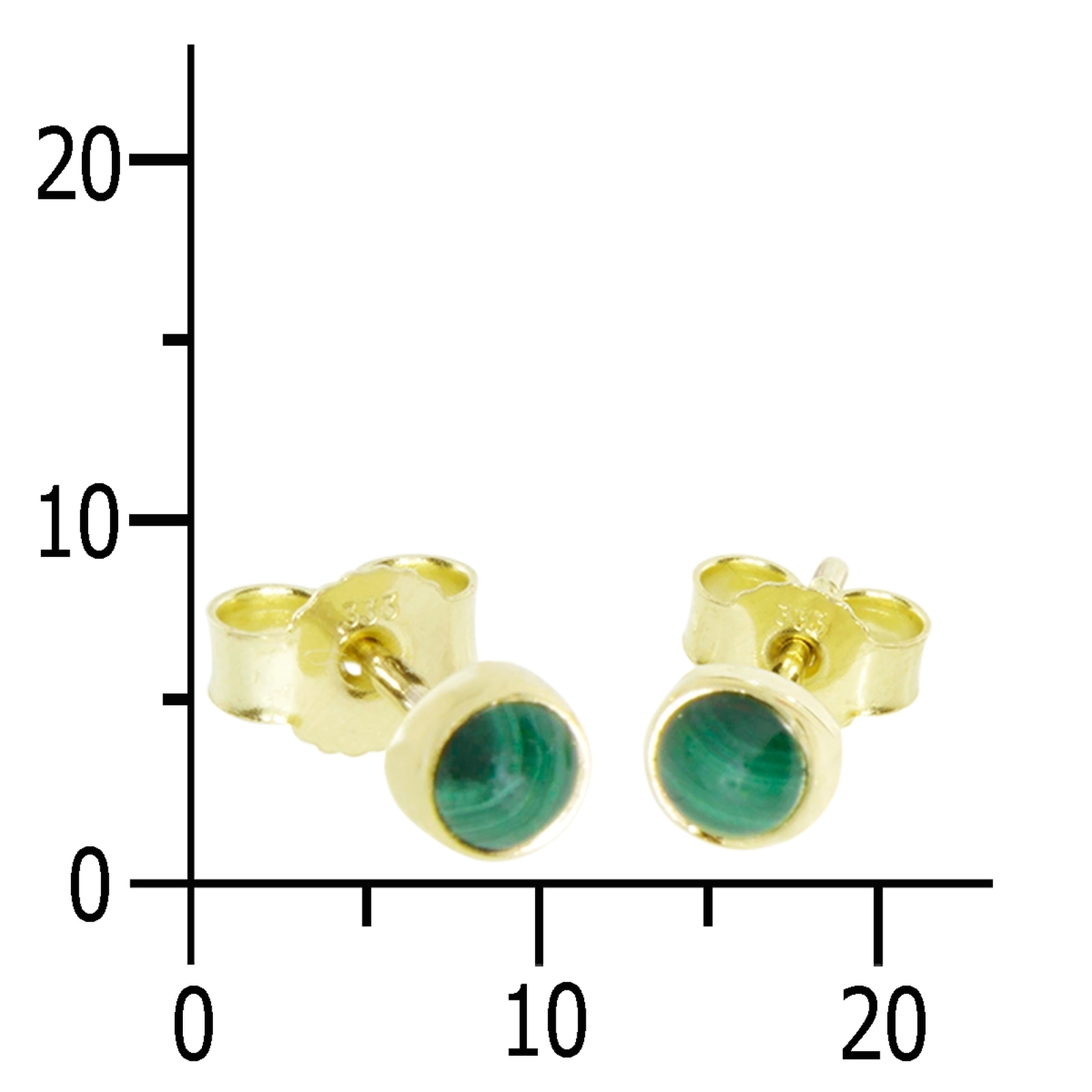 OSTSEE-SCHMUCK Paar Ohrstecker »- Classic 4 mm - Gold 333/000 - Malachit«
