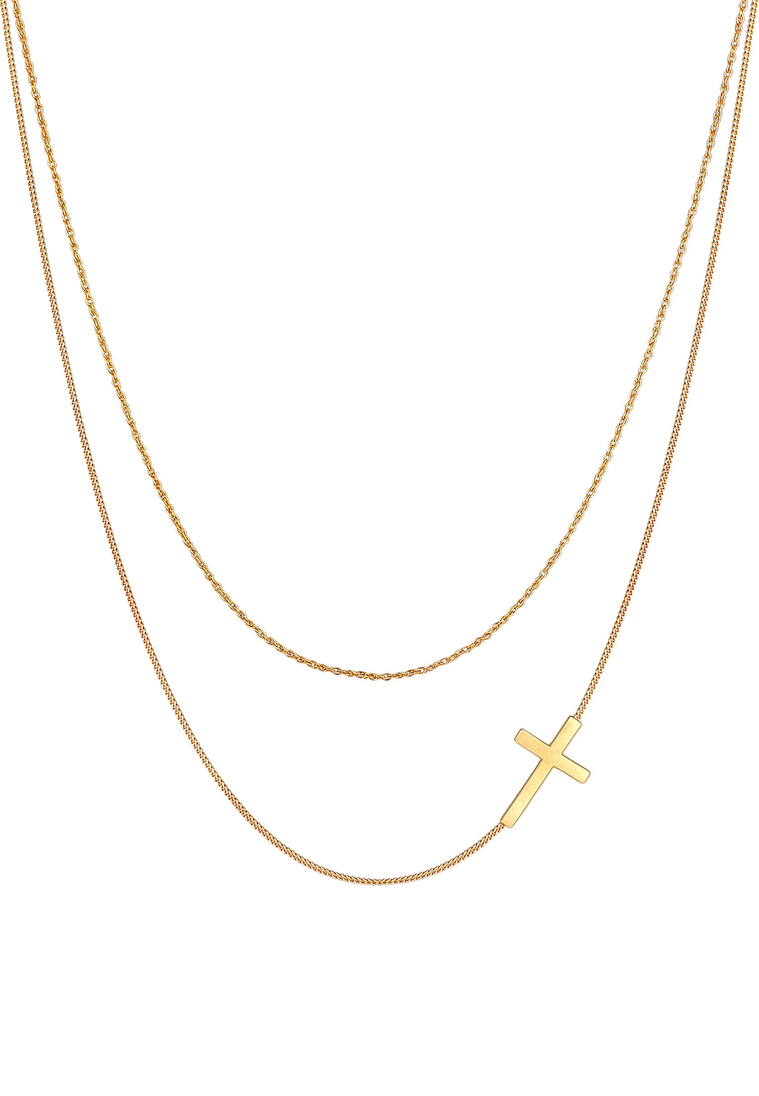 Elli Silberkette »Halskette Kreuz Layer Look 925 Silber«