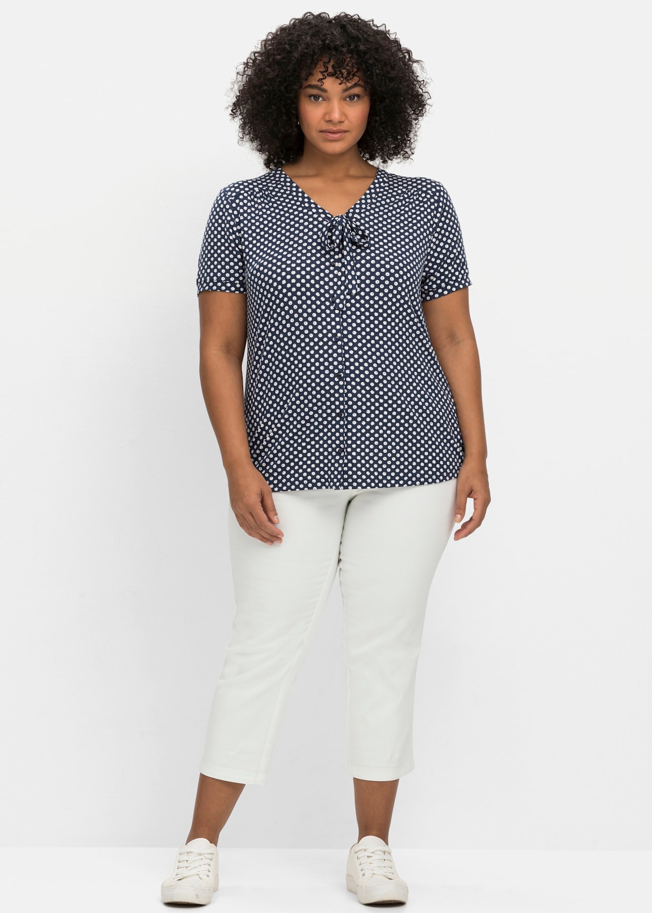 Sheego By Joe Browns Damen Kurzarmshirt »Blusenshirt« 1 Stk. tlg. in blau, Größe 56