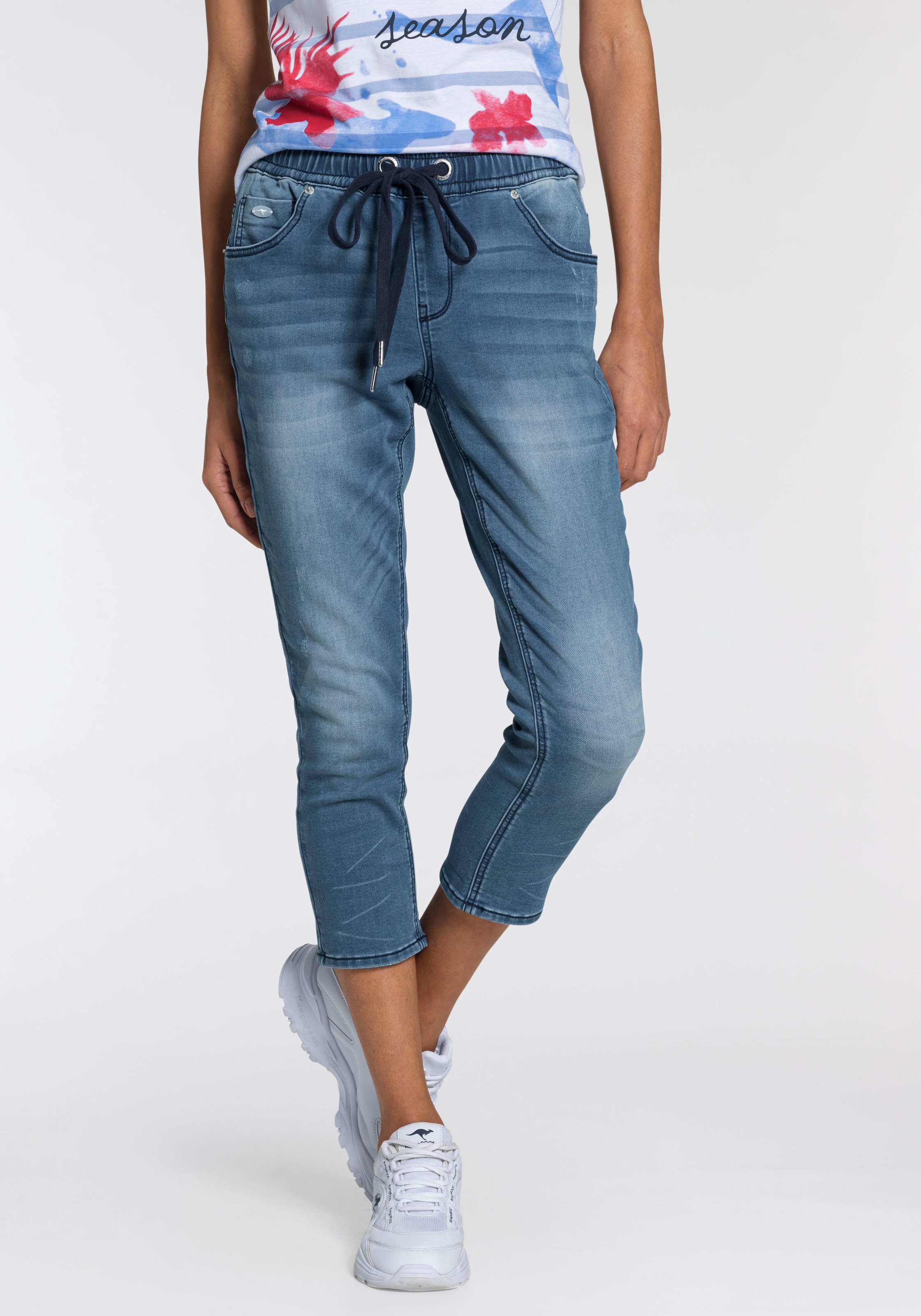 KangaROOS Jogg Pants »JOGG-DENIM-CAPRI«, in Denim-Optik mit elastischem  Bündchen kaufen online bei OTTO | Tapered Jeans